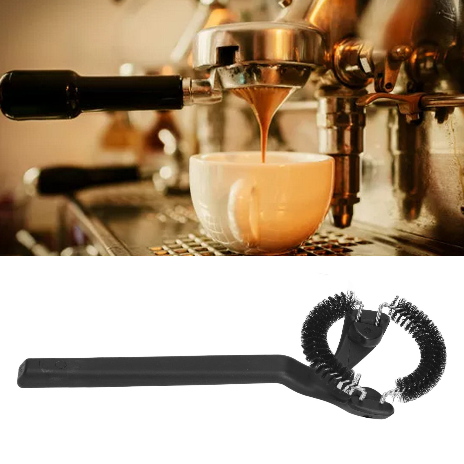 Kaffeemaschinen-reinigungsbürste, Gebogene Kaffeebürste, Reinigungsbürste Für Filterhalter Mit Kurzem Griff, Küchenreinigungswerkzeuge, Runde Reinigungsbürste, 58 Mm