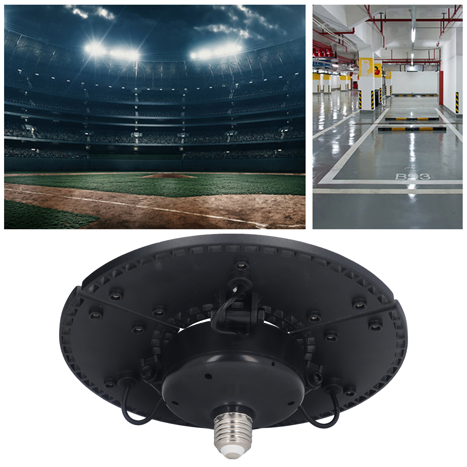 Wasserdichte, Dreiteilige Garagenleuchte (60 W), Faltbar, Tellerförmig, Mit 288 Leds, Für Industrie, Bergbau Und Lagerhallen