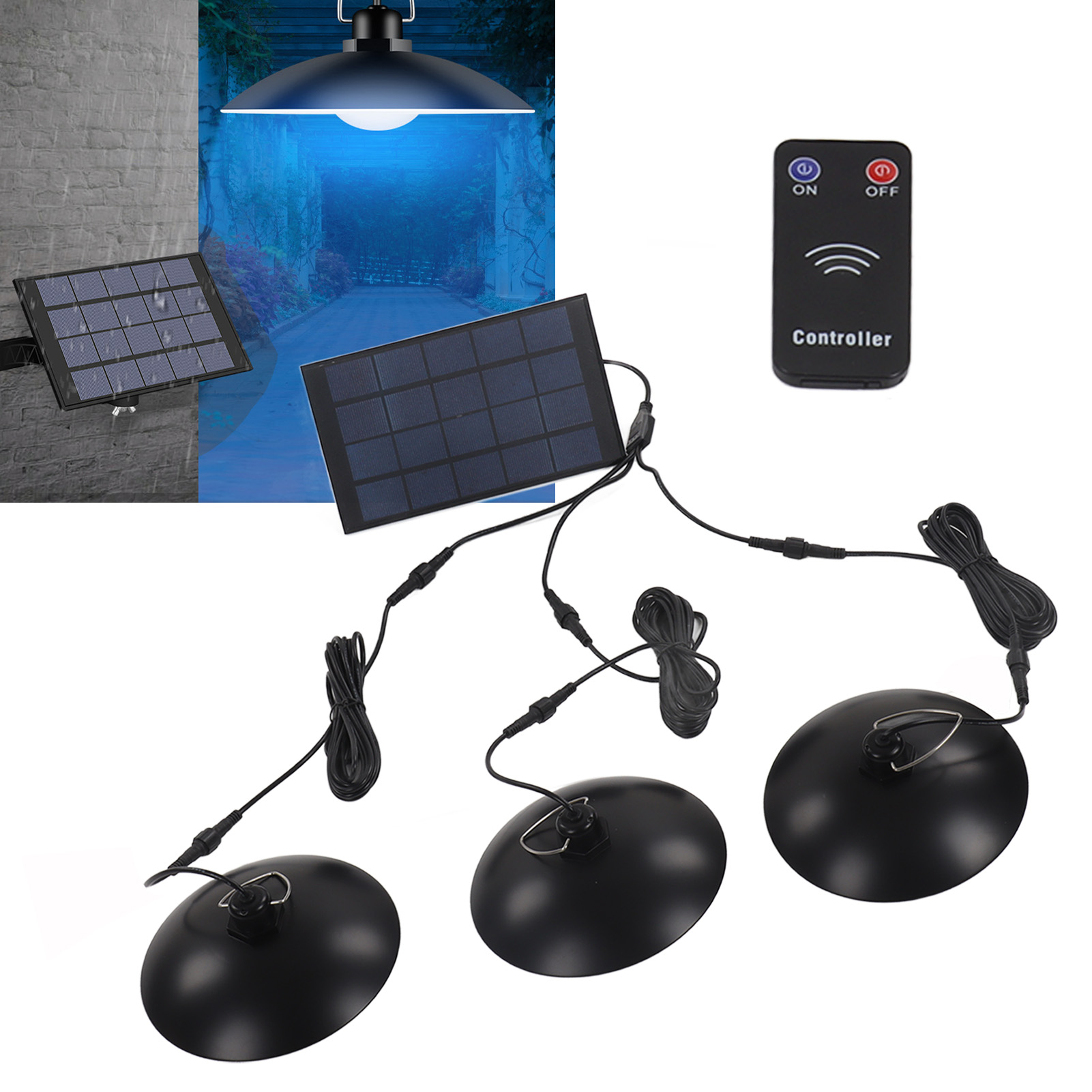 Led-solar-pendelleuchte, Ein- Oder Dreiflammige Solar-pendelleuchte, Geteilte Außen-pendelleuchte, Gartenbeleuchtung, Wasserdicht, Mit Lichtsensor, Energiesparende Solarlampe
