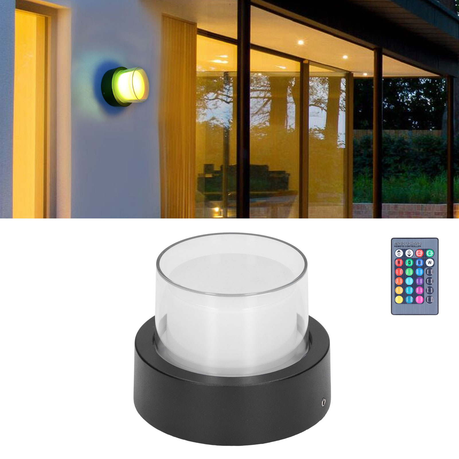 Runde 5w Led-acryl-wandleuchte Mit Rgb-fernbedienung, Ideal Für Wohnzimmer, Schlafzimmer, Nachttisch, Außenbereich (wasserdicht), Außenwände, Hotelkorridore Und Innenhöfe.