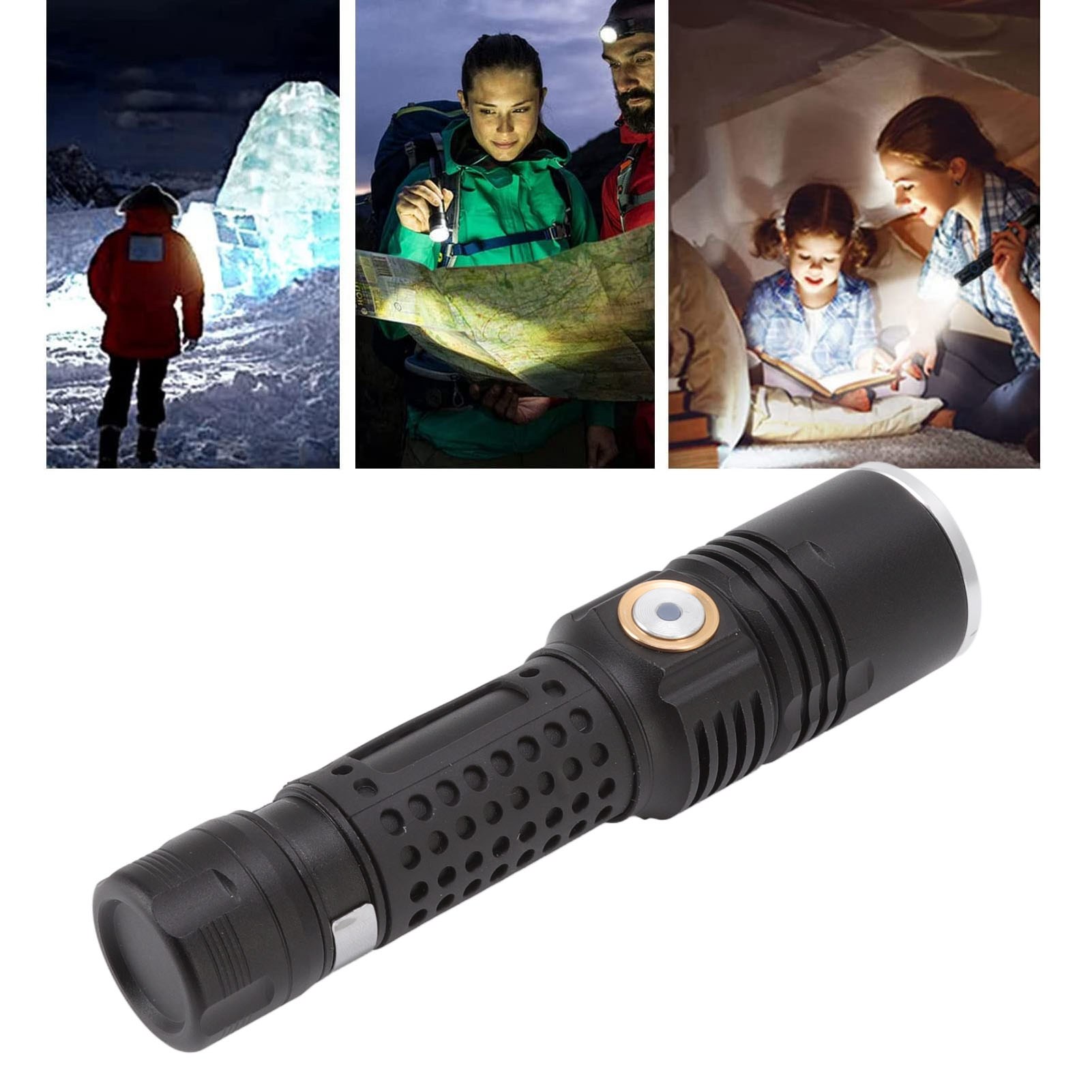 Hochleistungs-led-taschenlampe Mit 800 Lm, 3 Leuchtmodi, Drehbarem Zoom, Usb-aufladbar, Mit Metallclip Für Camping