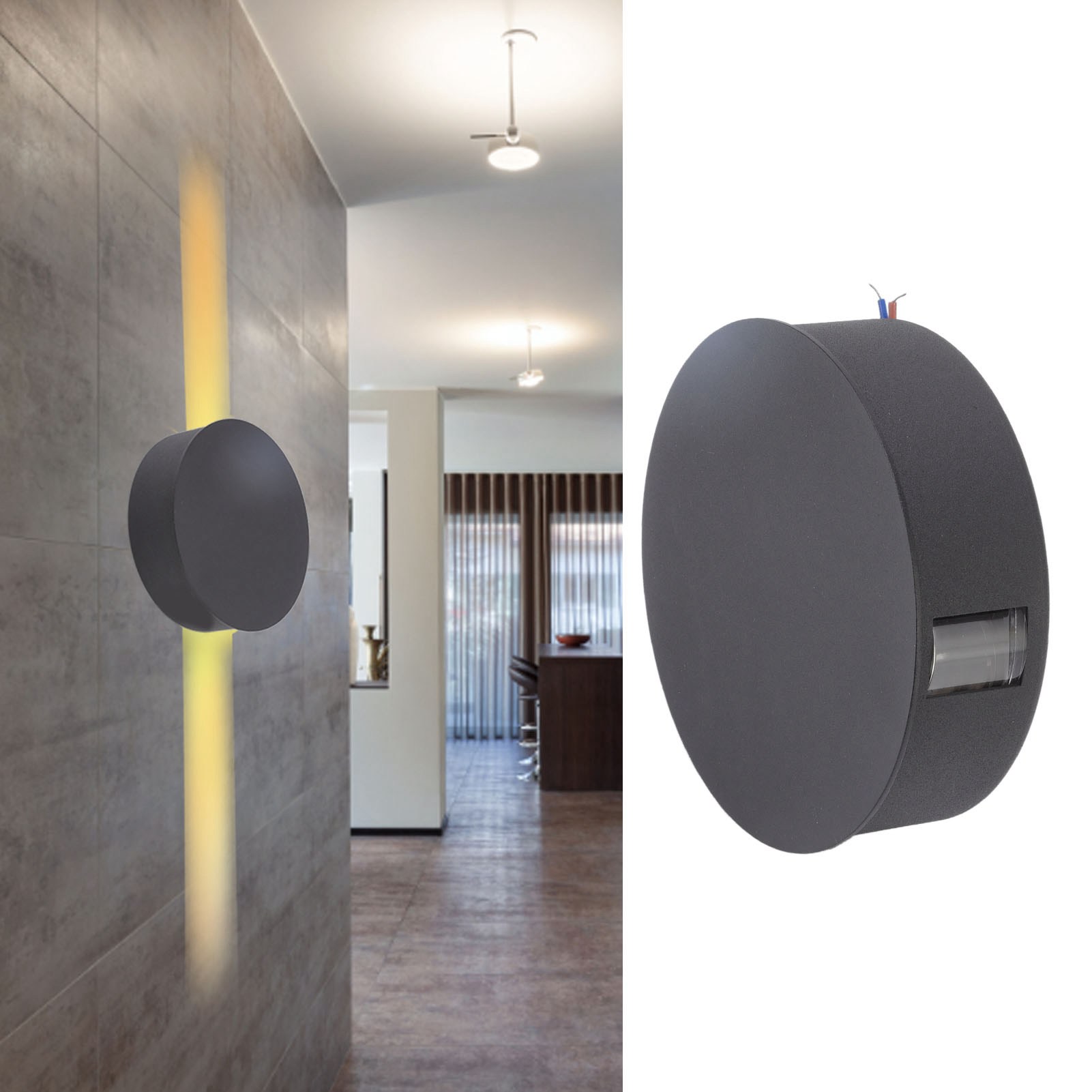 Kreative Und Einzigartige Led-wandleuchte Aus Aluminium, Runde Wandleuchte, Nachttischlampe, Wohnzimmerlampe, Flurlampe, Karaoke-lampe, Restaurantlampe, Schwarzes Gehäuse.
