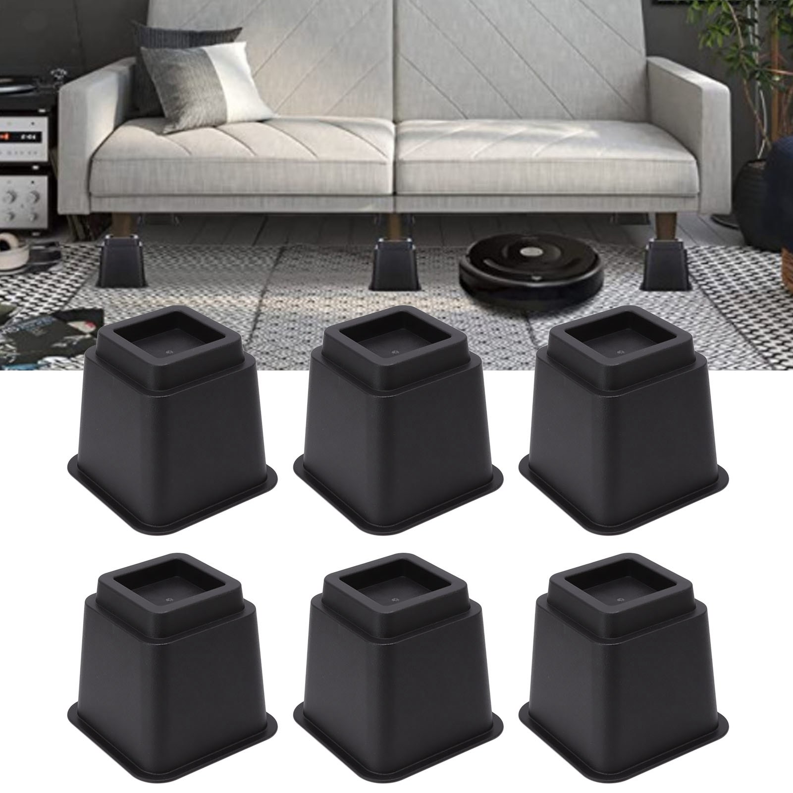 Sechs 12,7 Cm (5 Zoll) Große, Quadratische, Trapezförmige Kunststoffgleiter Für Bett-, Schrank-, Sofa-, Tisch-, Kleiderschrank- Und Andere Möbelbeine Zu Verkaufen.