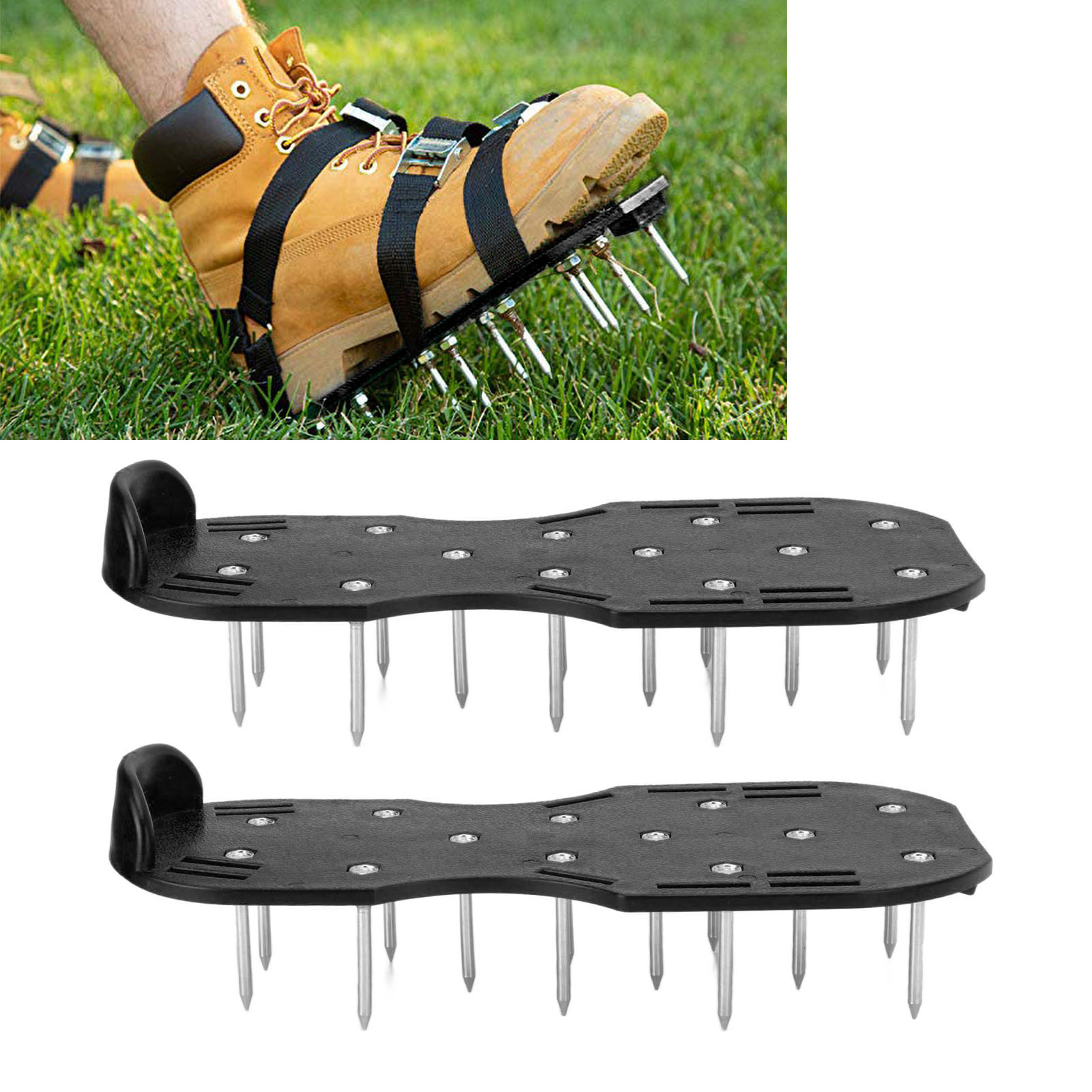 Dreieckige Rasennägel Mit Riemen, Rasenbelüftungsnägel, Lockerungsfüße Für Gartengeräte, Lockerungsfüße, Schwarz