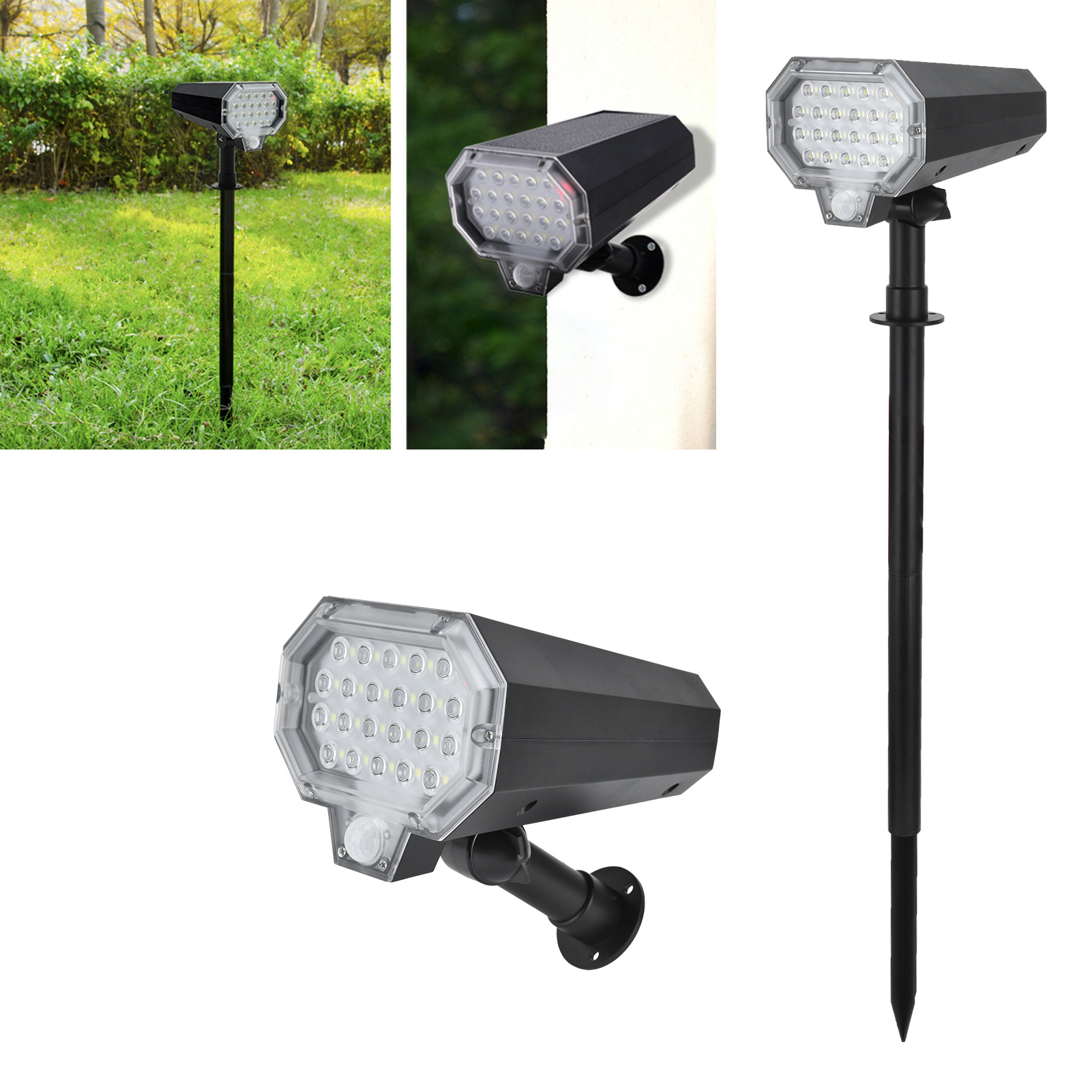Solar-gartenleuchte Mit Bewegungsmelder, 160° Automatischer Drehung, 22 Leds