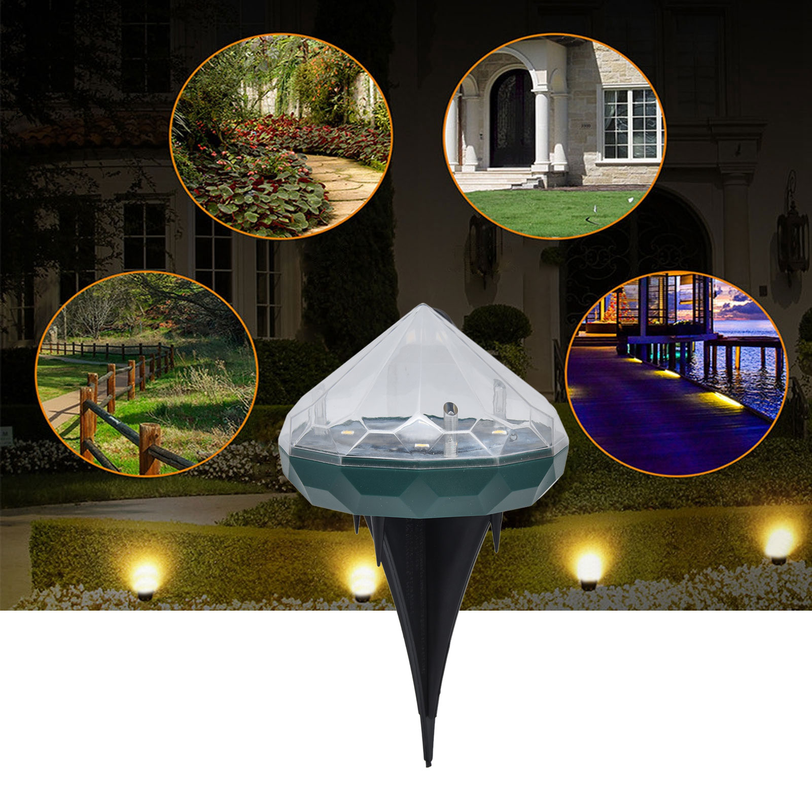 Einbau-solar-bodenleuchte, Einbau-bodenleuchte Mit Rautenmuster, Bodenleuchte Mit Rautenmuster, Ip67 Wasserdicht, Für Hof, Park, Villa, Rasen, Einfahrt.