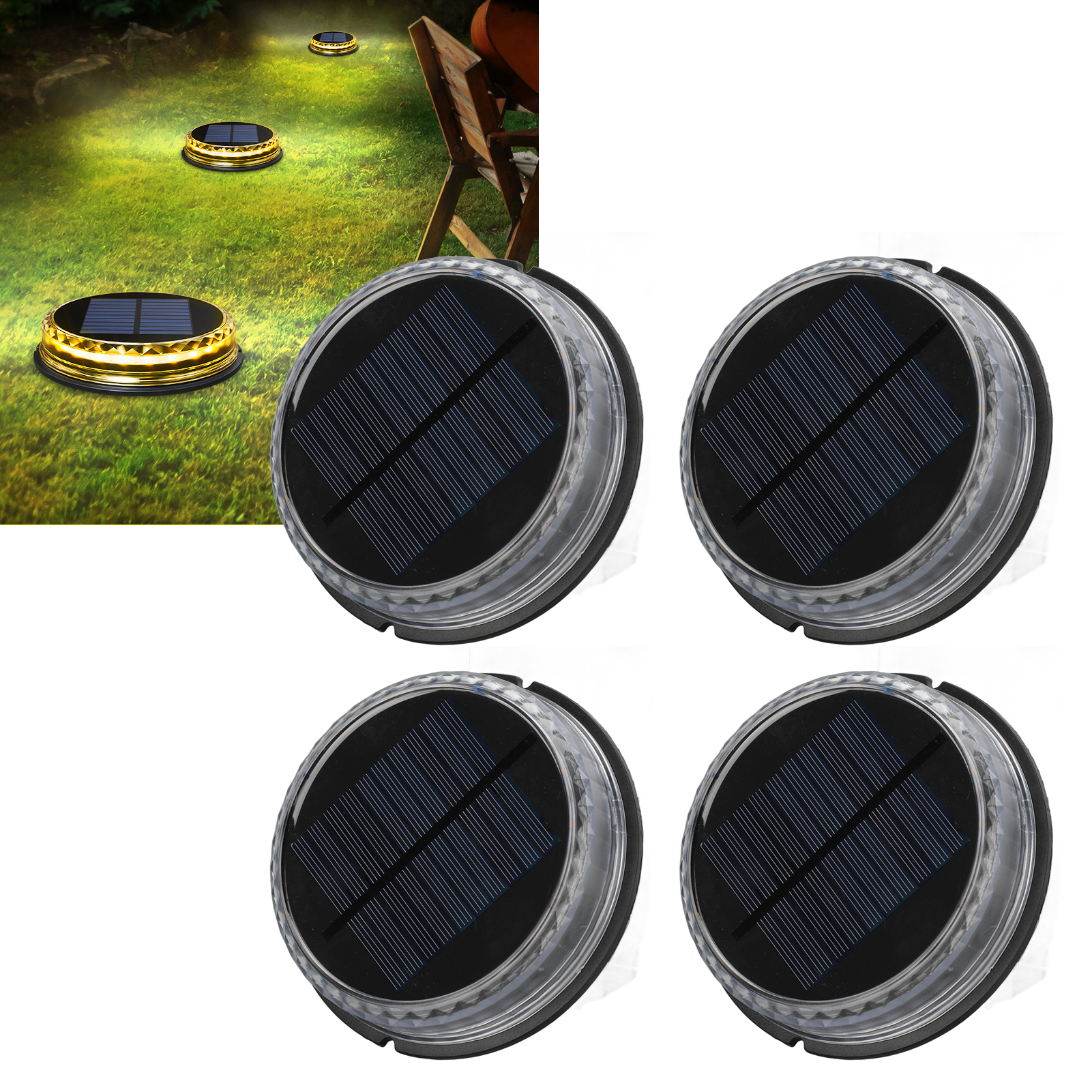 Solar-garten- Und Außenhofleuchte, Solar-landschaftsleuchte, Wasserdichte Solarleuchte, Led-einbauleuchte