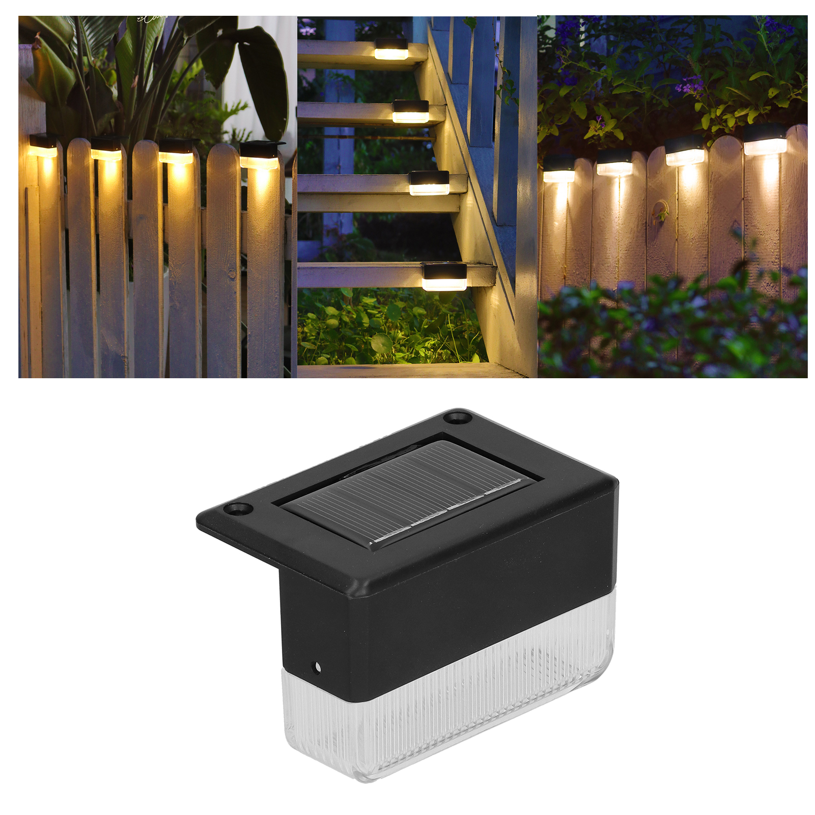 Set Mit 4 Solar-treppenleuchten Mit Je 3 Leds, Landschaftsbeleuchtung Für Garten, Einfahrt, Hof Und Terrasse.