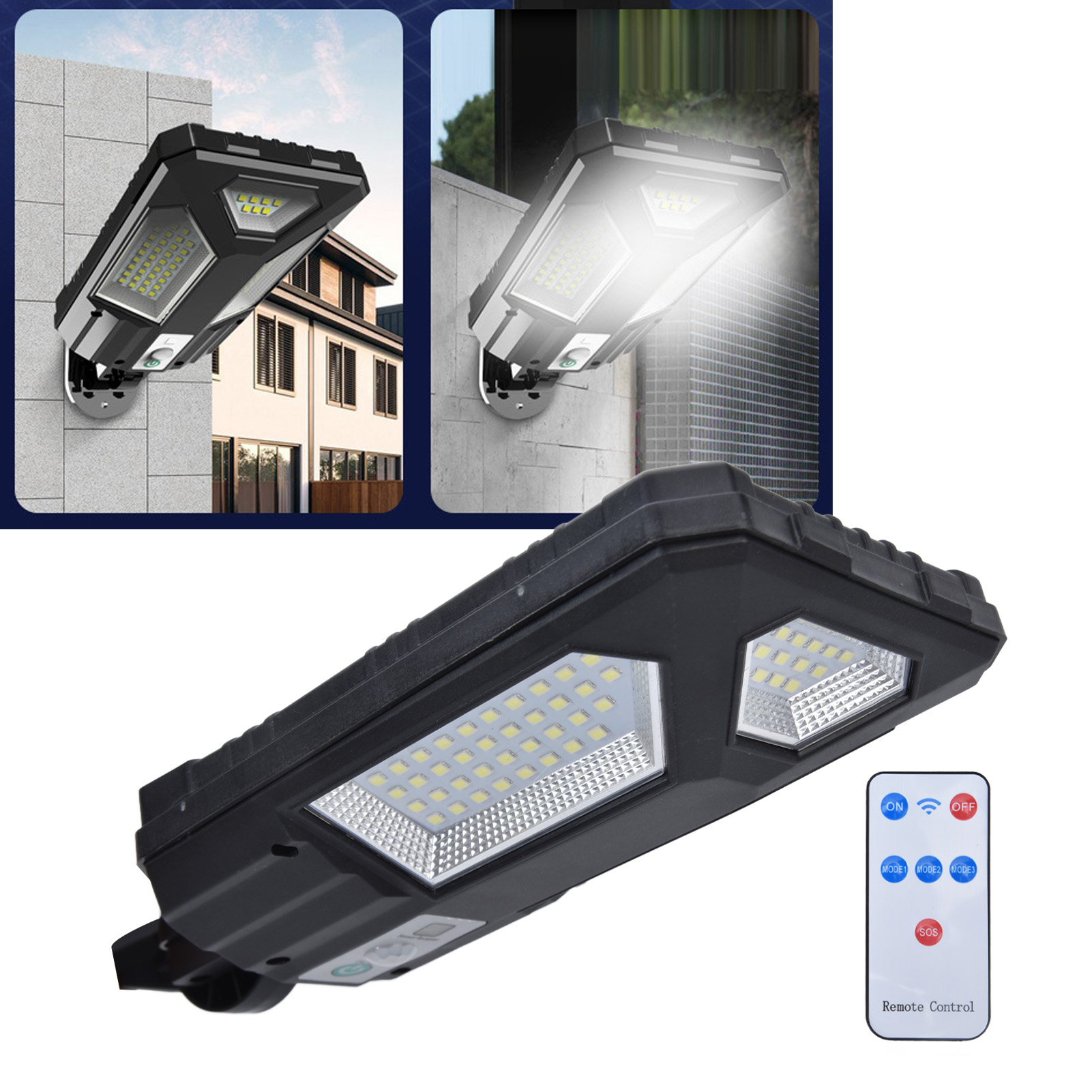 Solarbetriebene Wandleuchte Mit Bewegungsmelder, 87 Leds, Fernbedienung, Schutzart Ip65 (wasserdicht) Für Den Außenbereich, Ideal Für Höfe, Gärten, Einfahrten Und Straßenbeleuchtung. Solarbetrieben +