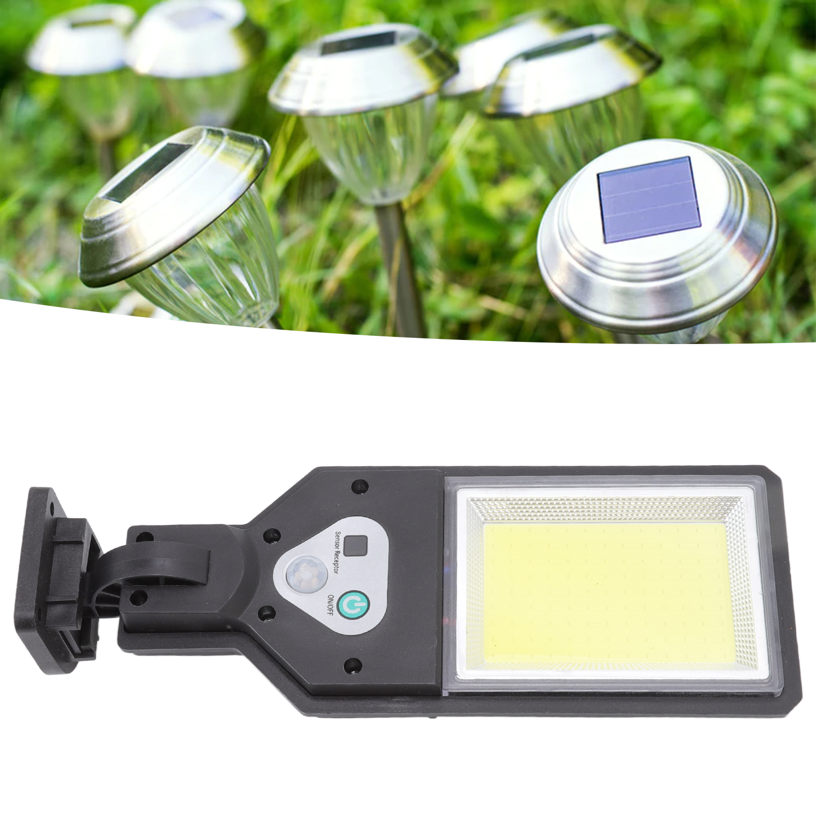 Solar-straßenleuchte Mit Bewegungsmelder, Cob-wandleuchte Mit Präsenzmelder, Ip65 Wasserdicht Für Den Außenbereich (hof, Garten, Einfahrt, Wandleuchte, Straßenleuchte) (v93-1cob Solar)