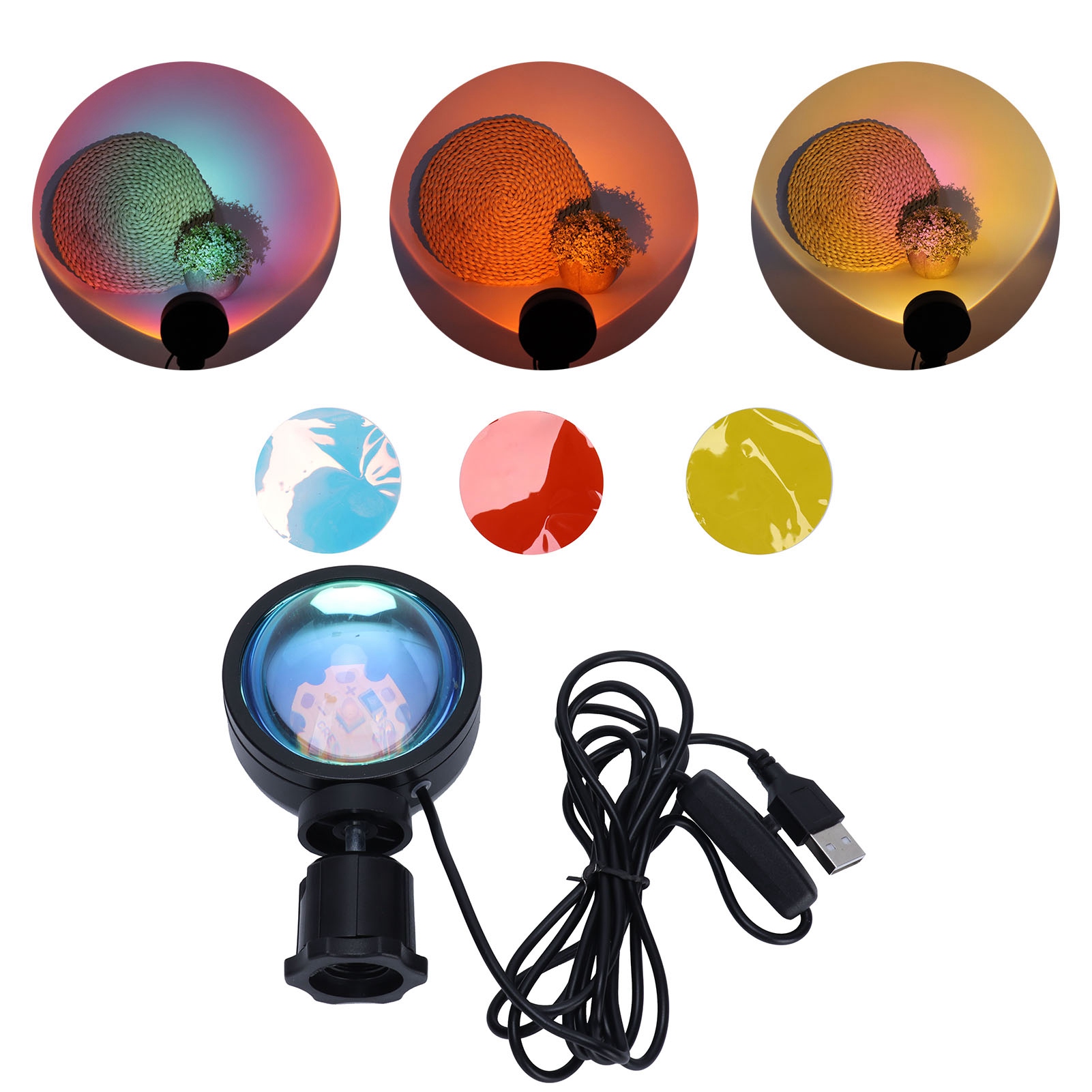 4-in-1 Usb-led-projektionslampe Mit Sonnenuntergangseffekt, 180°-drehung, Ideal Für Die Schlafzimmerdekoration.