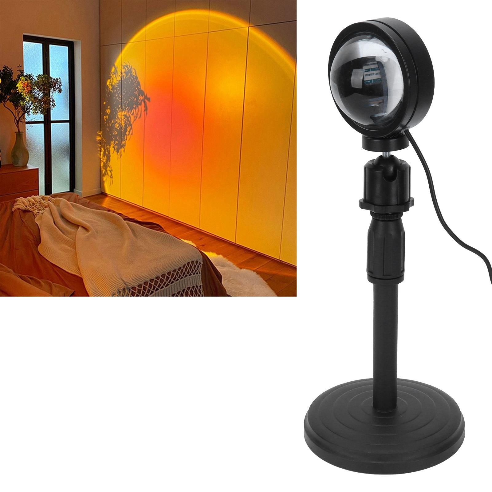 Usb-led-projektionslampe Mit Sonnenuntergangseffekt Und 180°-drehung Für Die Schlafzimmerbeleuchtung