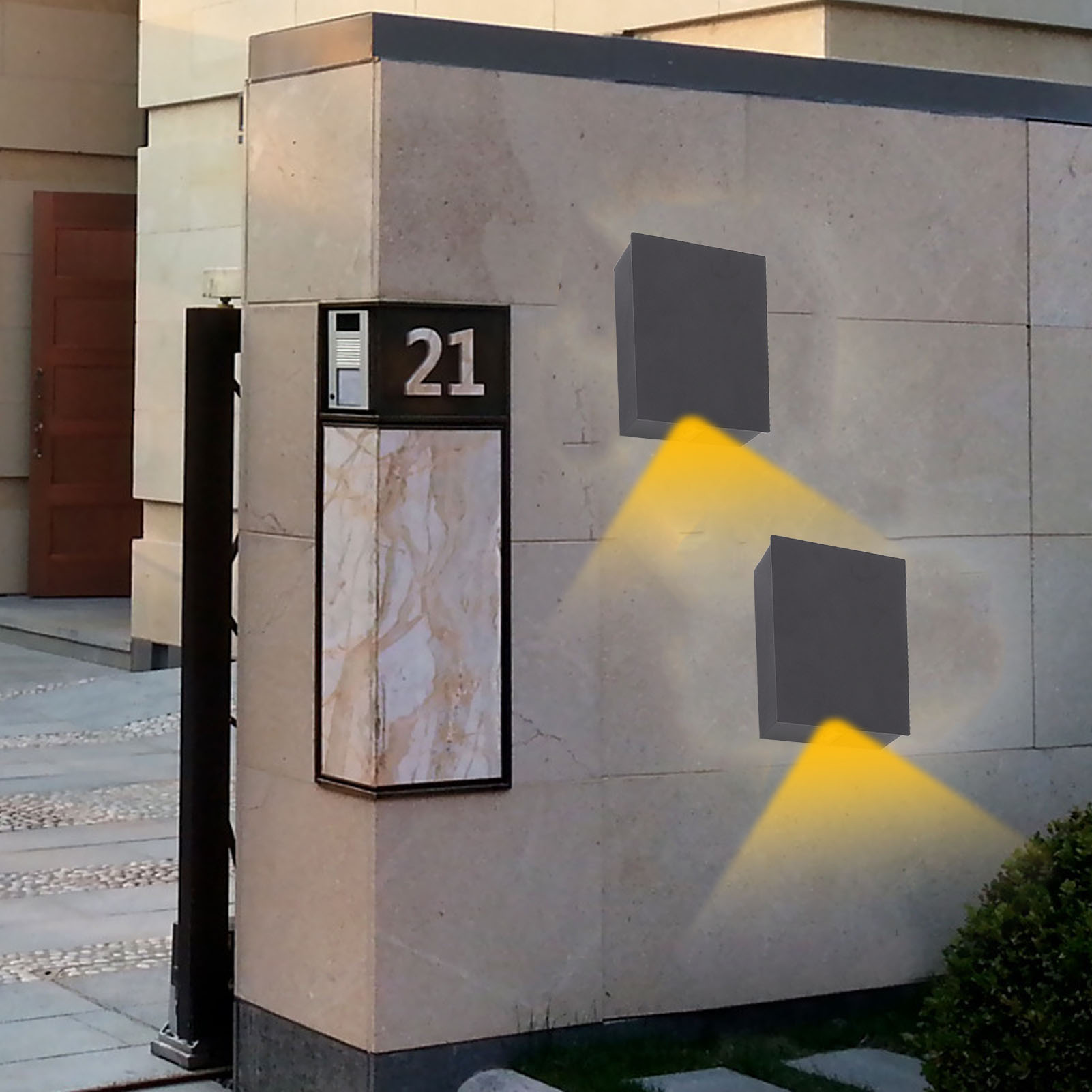 Quadratische Wandleuchte Aus Aluminium Mit 6-w-led Und Zwei Led-lichtstrahlen (nach Oben Und Unten), Ideal Für Nachttisch, Wohnzimmer, Flur, Karaoke-raum, Restaurant Oder Durchgang. Schwarzes Gehäuse.