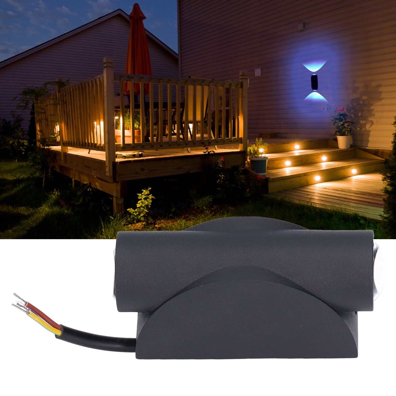 2w Blaue Led-wandleuchte Aus Aluminium, Beleuchtung Von Oben Und Unten, Wasserdichte Dekorative Außenleuchte Für Hof, Zaun, Treppe Oder Flur.