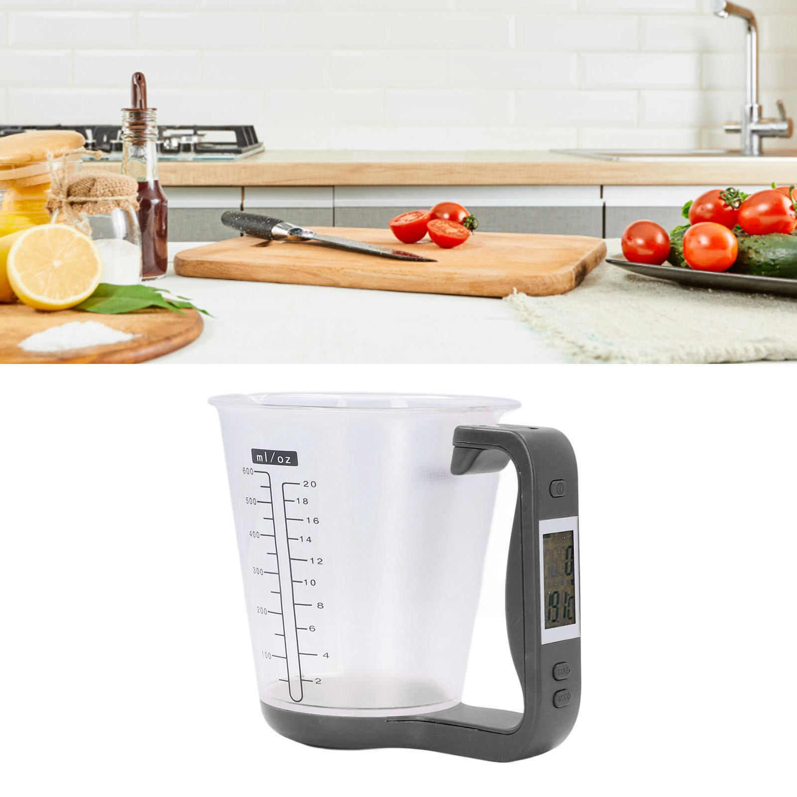 Tragbarer Elektronischer Messbecher, 1 Kg, Elektronischer Küchenmessbecher, Küchenwaage, 1-kg-waage, Schwarz.