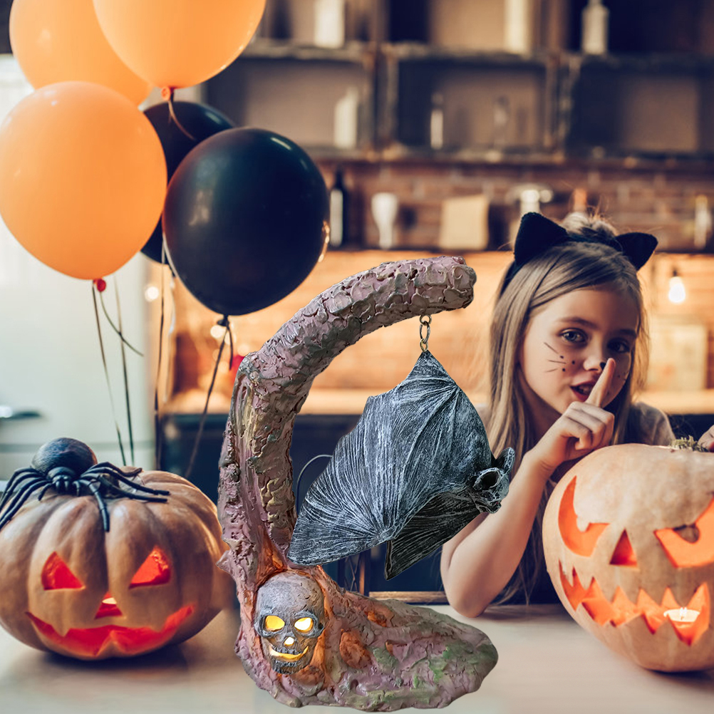 Halloween 2022 Kürbis-fledermaus-lampe – Stimmungsvolle Dekoration Aus Kunstharz – Freche Lampe