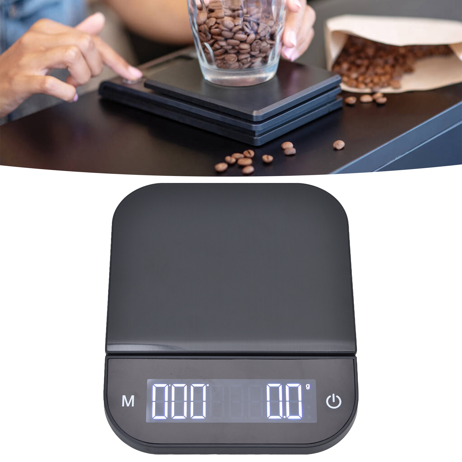 3-kg-filterkaffeemaschinenwaage, Haushaltswaage Zum Wiegen Und Messen Von Kaffeebohnen, Edelstahlgehäuse, Touchscreen, Usb-stromversorgung