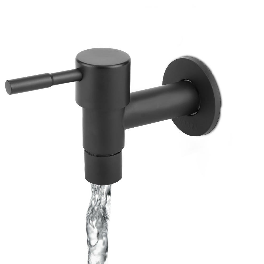 Schwarzer Edelstahl-schnellverschluss-kaltwasser-badezimmerhahn, Schnellverschluss-poolhahn, G1/2"-außengewinde, Schwarzer Schnellverschluss-poolhahn, G1/2"-außengewinde
