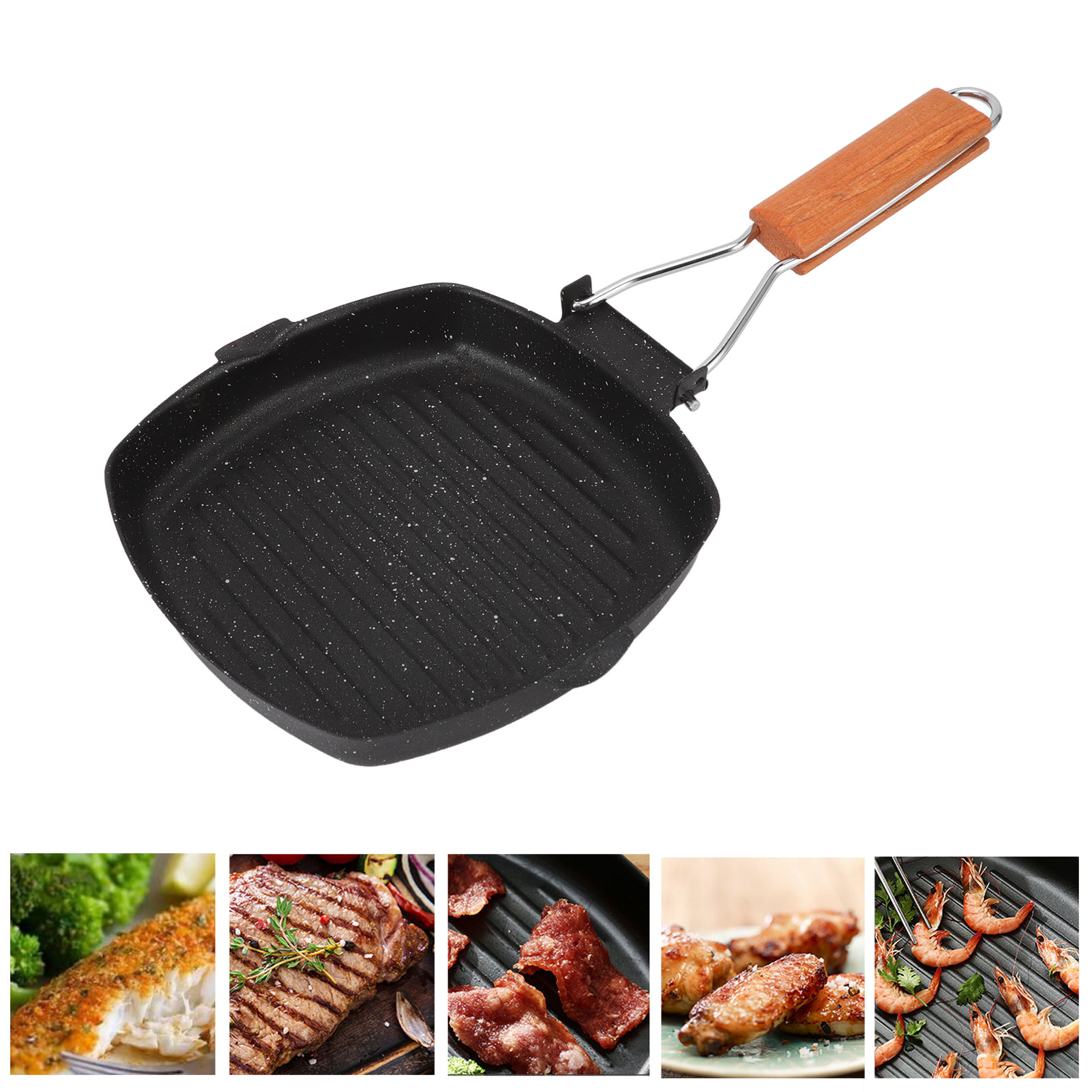 Faltbare Steakpfanne Für Den Außenbereich/hausgebrauch, Gestreifte Pfanne, Spezielle Steakpfanne, Antihaftbeschichtete Pfanne, Gas-/induktionsgeeignet, Maifan 20 X 20 Cm Steinbratpfanne