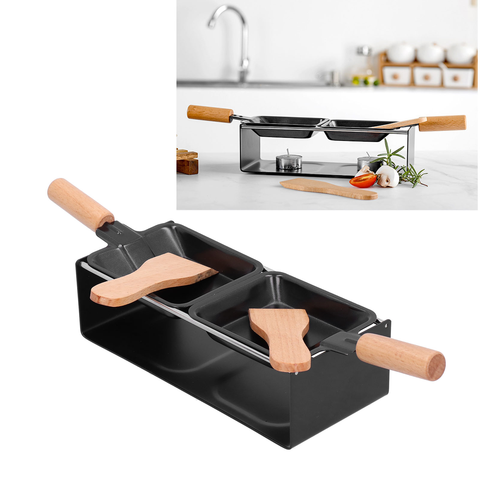 Tragbare Antihaft-grillplatte, Mini-käsegrill Mit Holzgriff Für Den Küchengebrauch