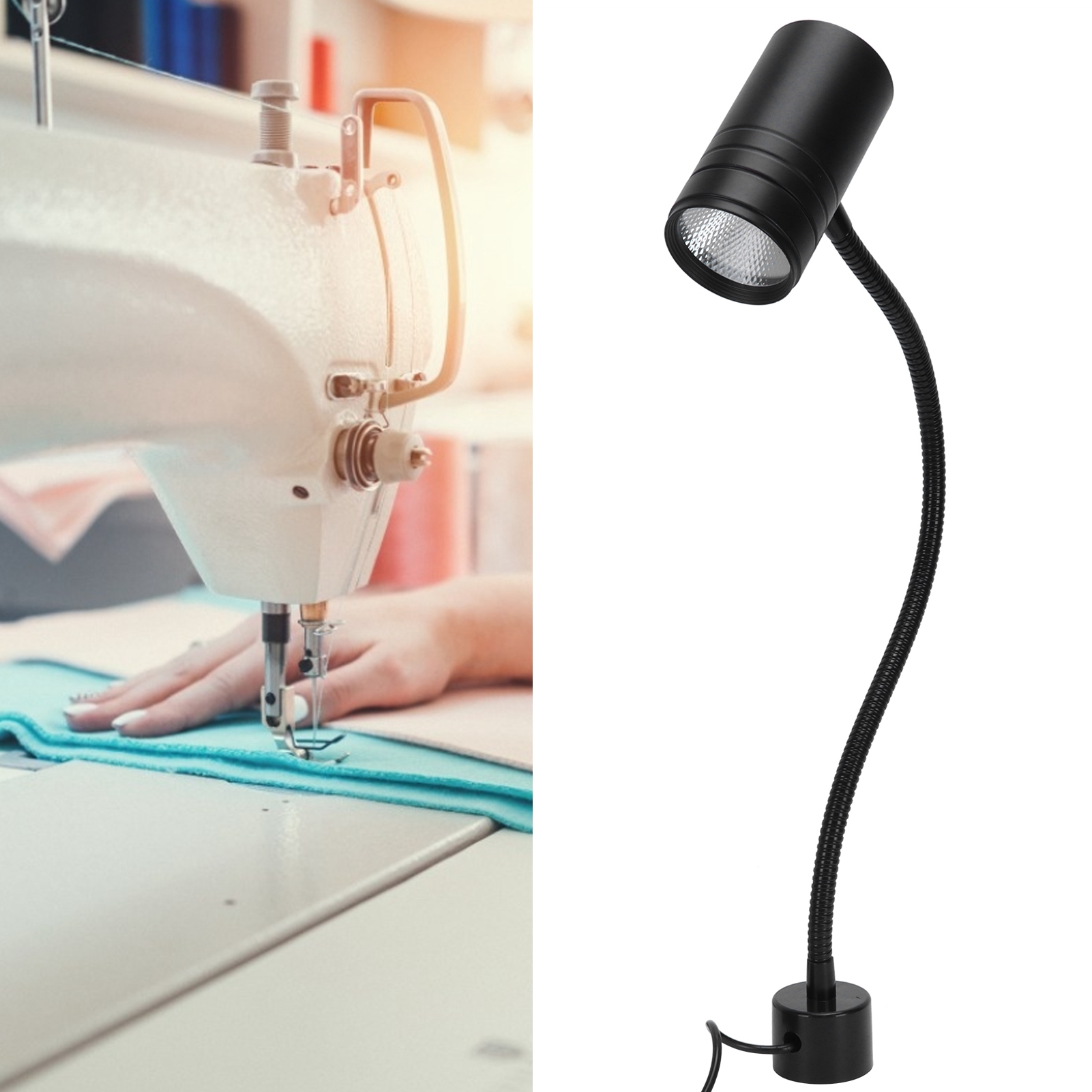 12-w-led-arbeitsleuchte Mit Flexiblem Schwanenhals Für Nähmaschinen, Magnetfuß, Eu-stecker 110–220 V