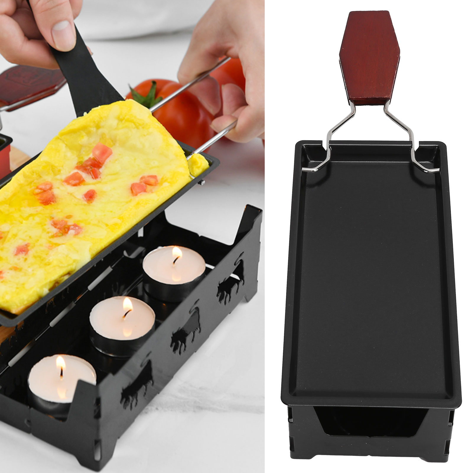 Mini-grillpfanne Mit Antihaftbeschichtung Und Holzgriff, Grillwerkzeug