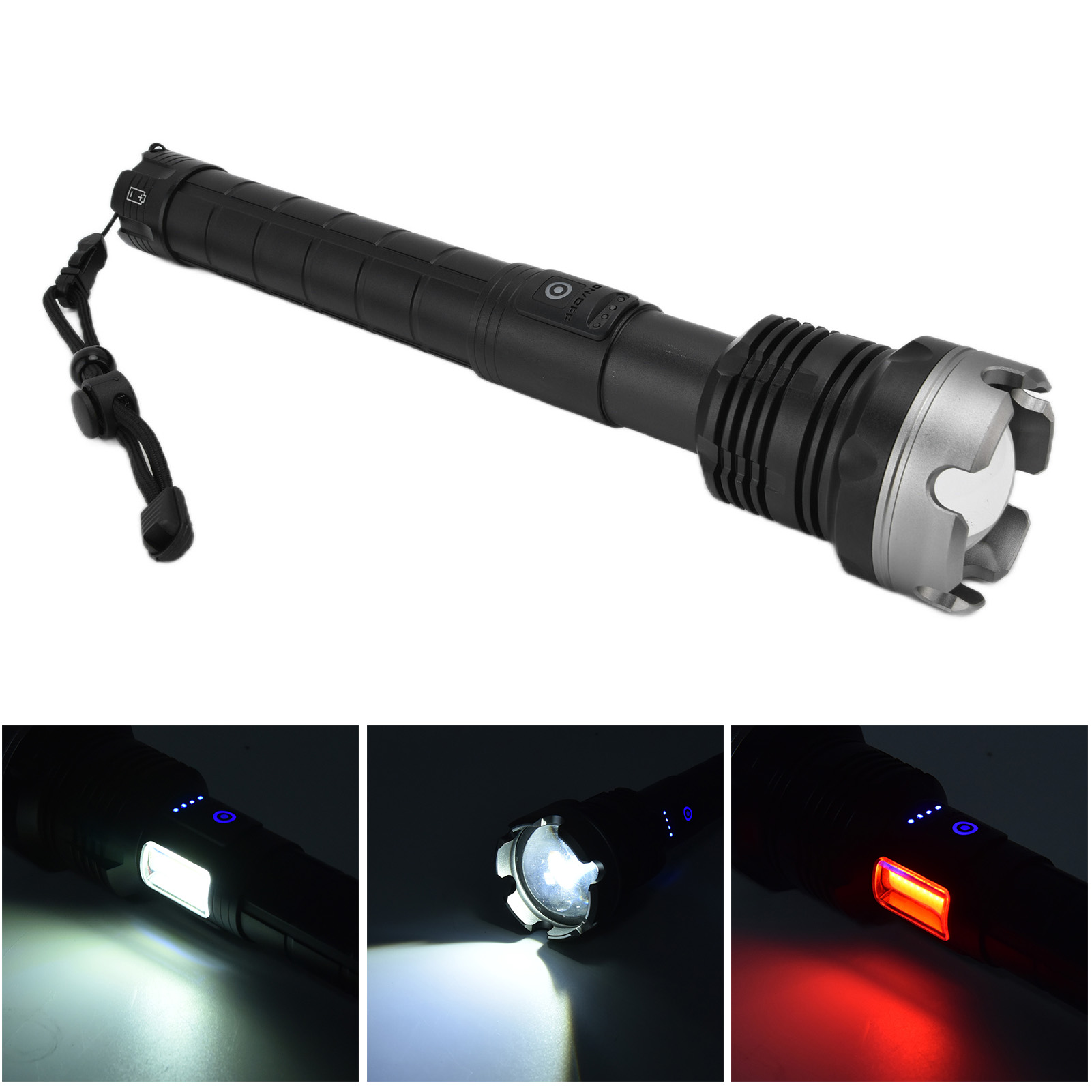 Leistungsstarke P90 5000 Lumen Taschenlampe Mit Teleskopzoom, Ip65 Wasserdicht, Ideal Für Notfallsituationen Im Freien.