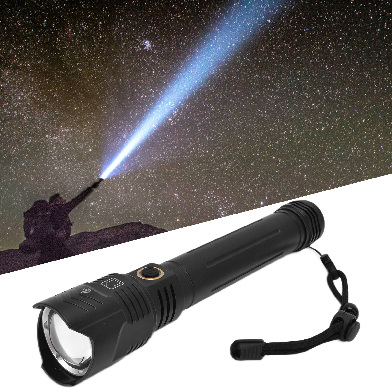 P72 5000 Lm Led-taschenlampe, Zoombar, Wasserdicht, Usb-aufladbar, Ideal Für Camping Und Notfallsituationen.