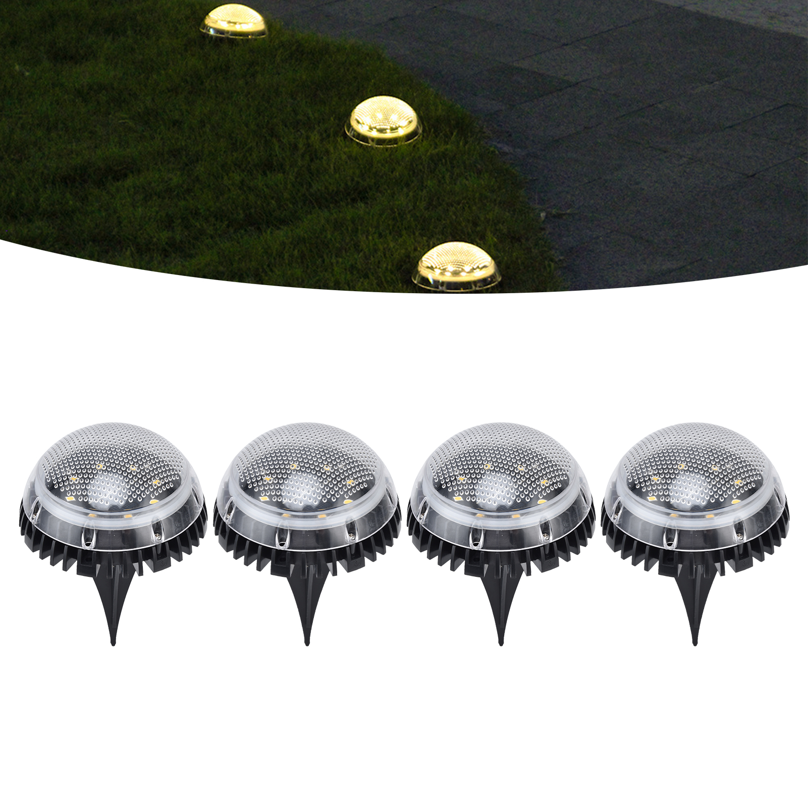 Einbau-solarleuchte, Gartenleuchte Für Den Außenbereich, Wasserdichte Multifunktionale Landschaftsbeleuchtung, 8-led-stufenleuchte, Weißes Licht.