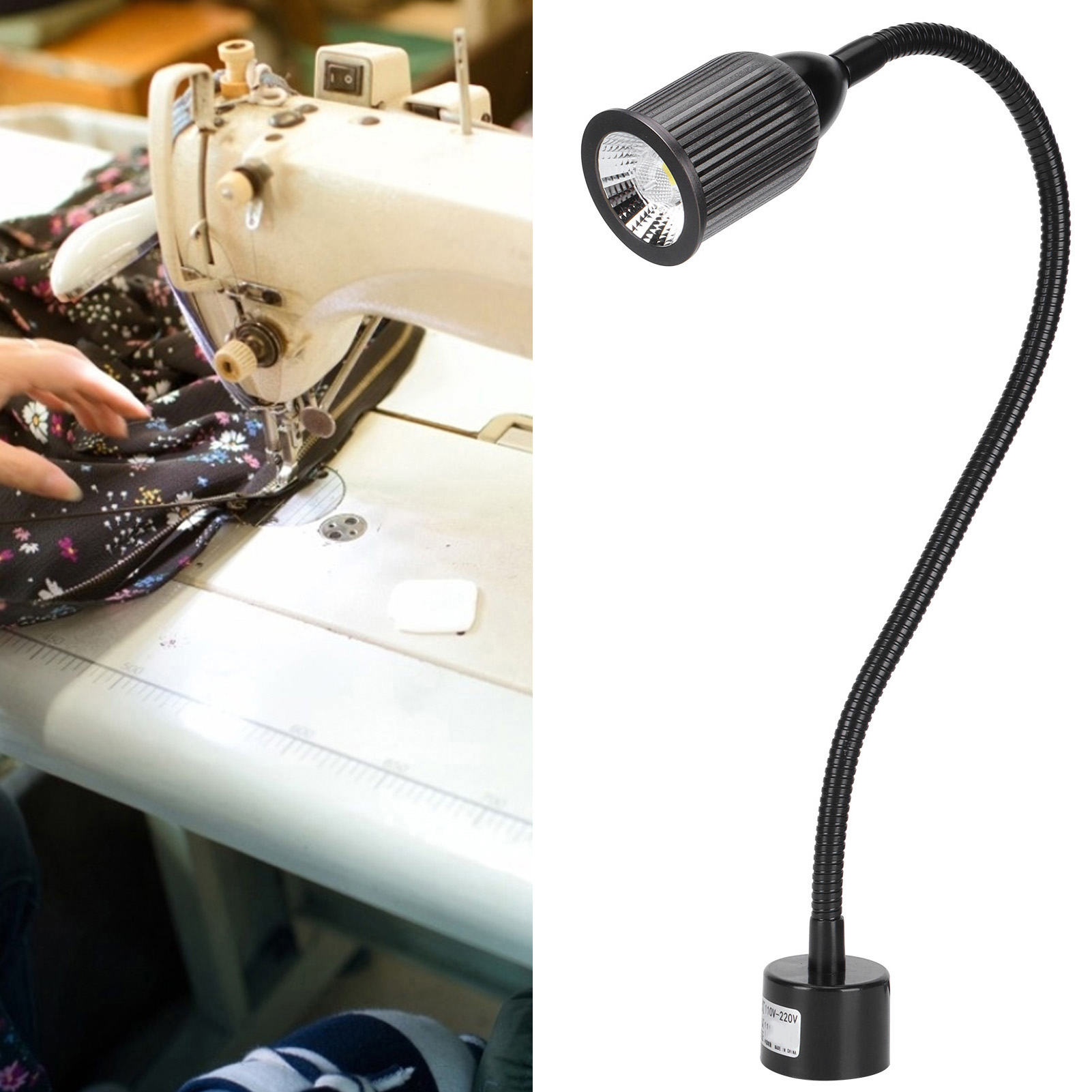 10-w-led-arbeitsleuchte Mit Verstellbarem Hals Und Magnetfuß Für Nähmaschinen – Eu-stecker 110–220 V