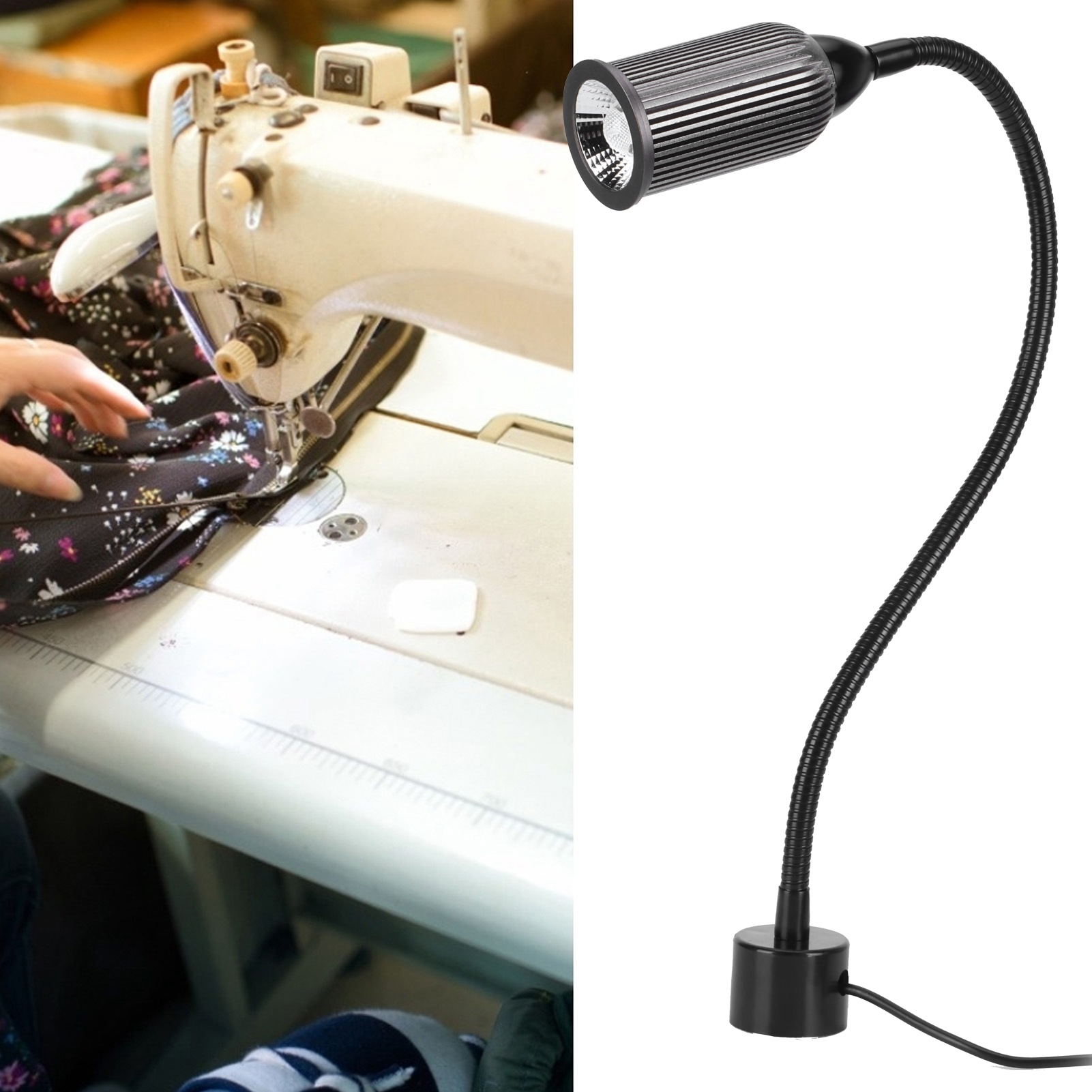 15w Led-magnetarbeitsleuchte Für Nähmaschinen, Flexibler Schwanenhalsarm, Kompatibel Mit Werkzeugmaschinen Und Drehmaschinen (eu-stecker 110-220v).