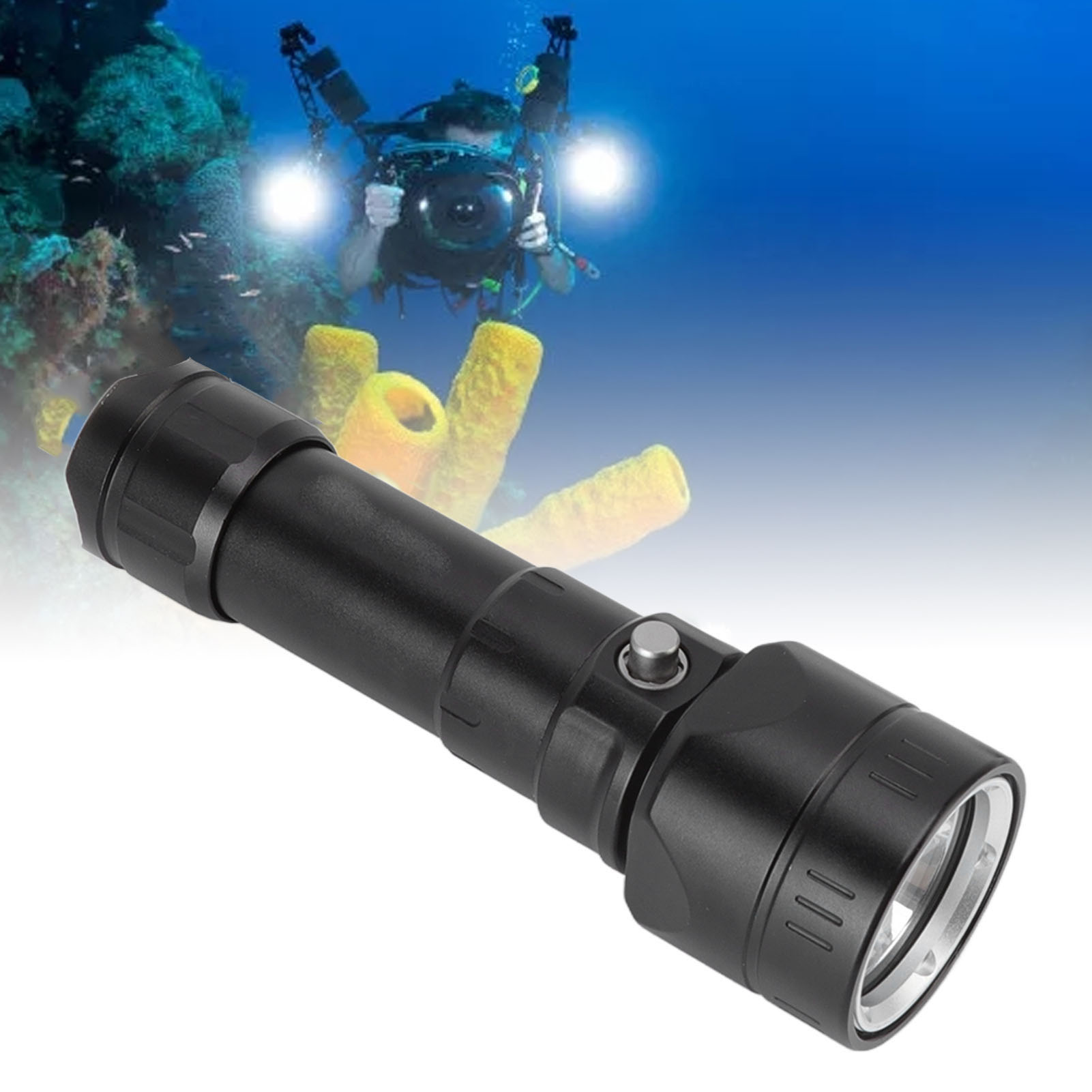 P50 Quad-core 5000 Lm Tauchlampe, Drei Beleuchtungsmodi, Tragbare Unterwasser- Und Fotolampe, Tauchreichweite Bis Zu 100 M, Ipx8 Wasserdicht, Gehäuse Aus Aluminiumlegierung.