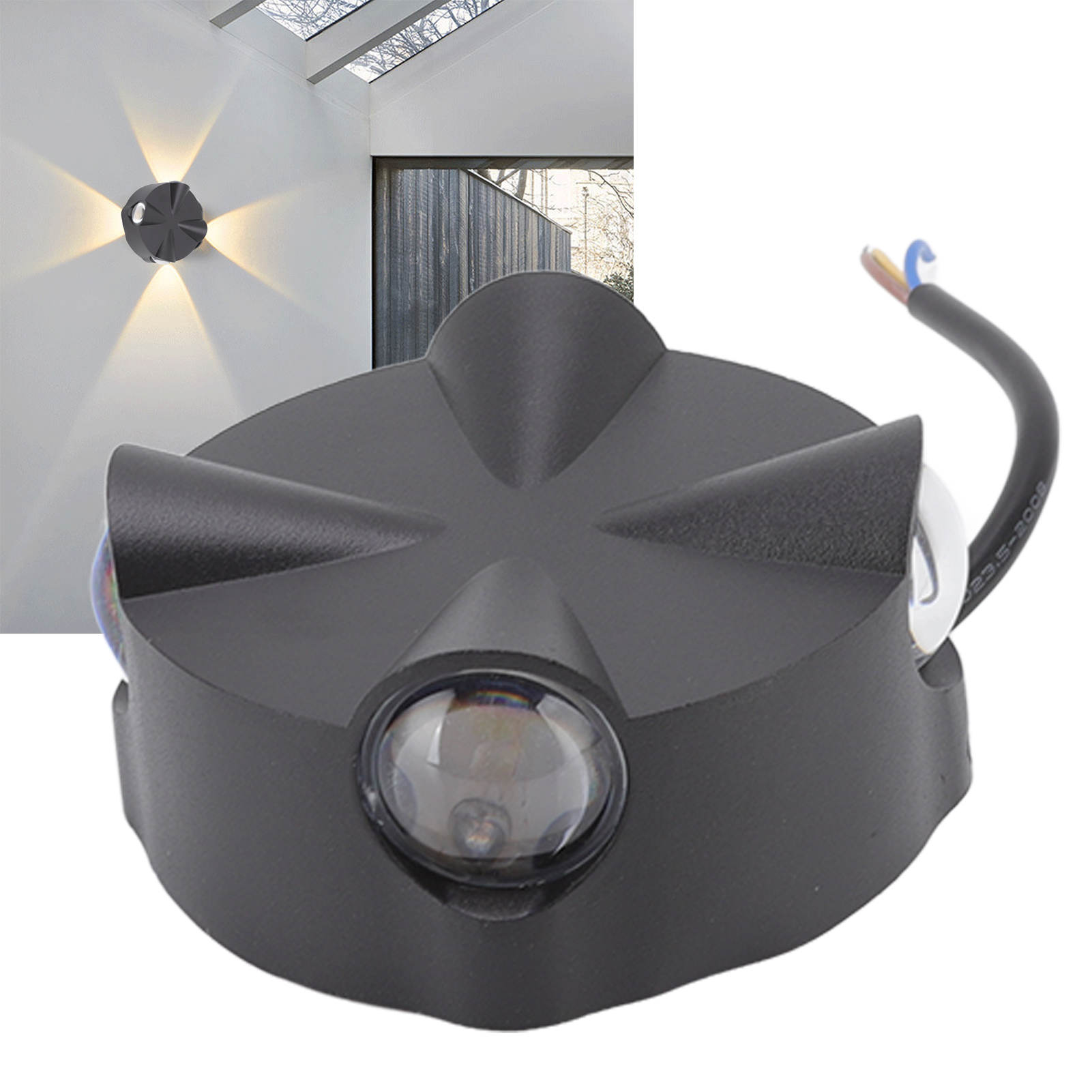 Minimalistische Runde Led-wandleuchte 4w, Vierseitige Leuchte Mit 4 Leds, Nachttischlampe, Aluminiumlampe, Moderne Und Kreative Dekorative Beleuchtung Für Flur, Hof Oder Außenbereich.