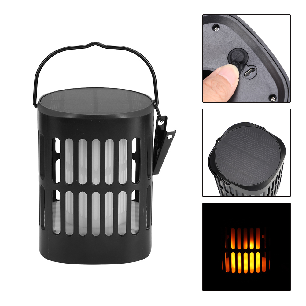 Set Mit 2 Wasserdichten Led-solarlaternen Mit Flammeneffekt Zum Aufhängen Im Garten Oder Im Freien. Die Ideale Dekoration Für Ihren Außenbereich.