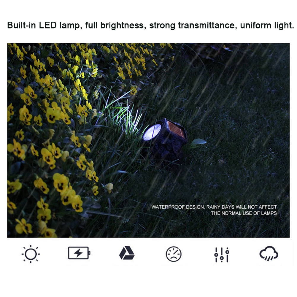 Wasserdichte Led-solarleuchte Für Den Außenbereich, Gartenleuchte In Steinoptik, Dekoration Für Garten Und Rasen
