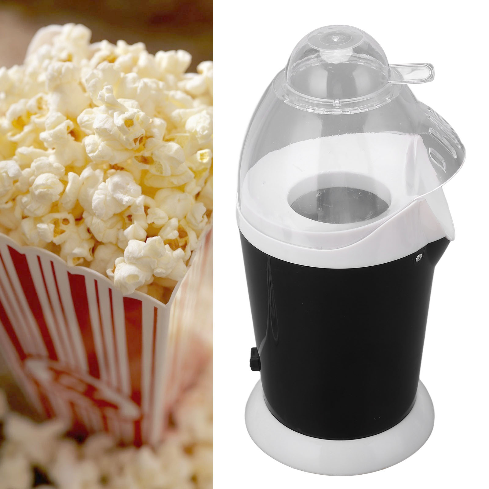 Schwarze Elektrische Heißluft-popcornmaschine Für Den Hausgebrauch. Europäischer Standardstecker, Spannung: 220 V.