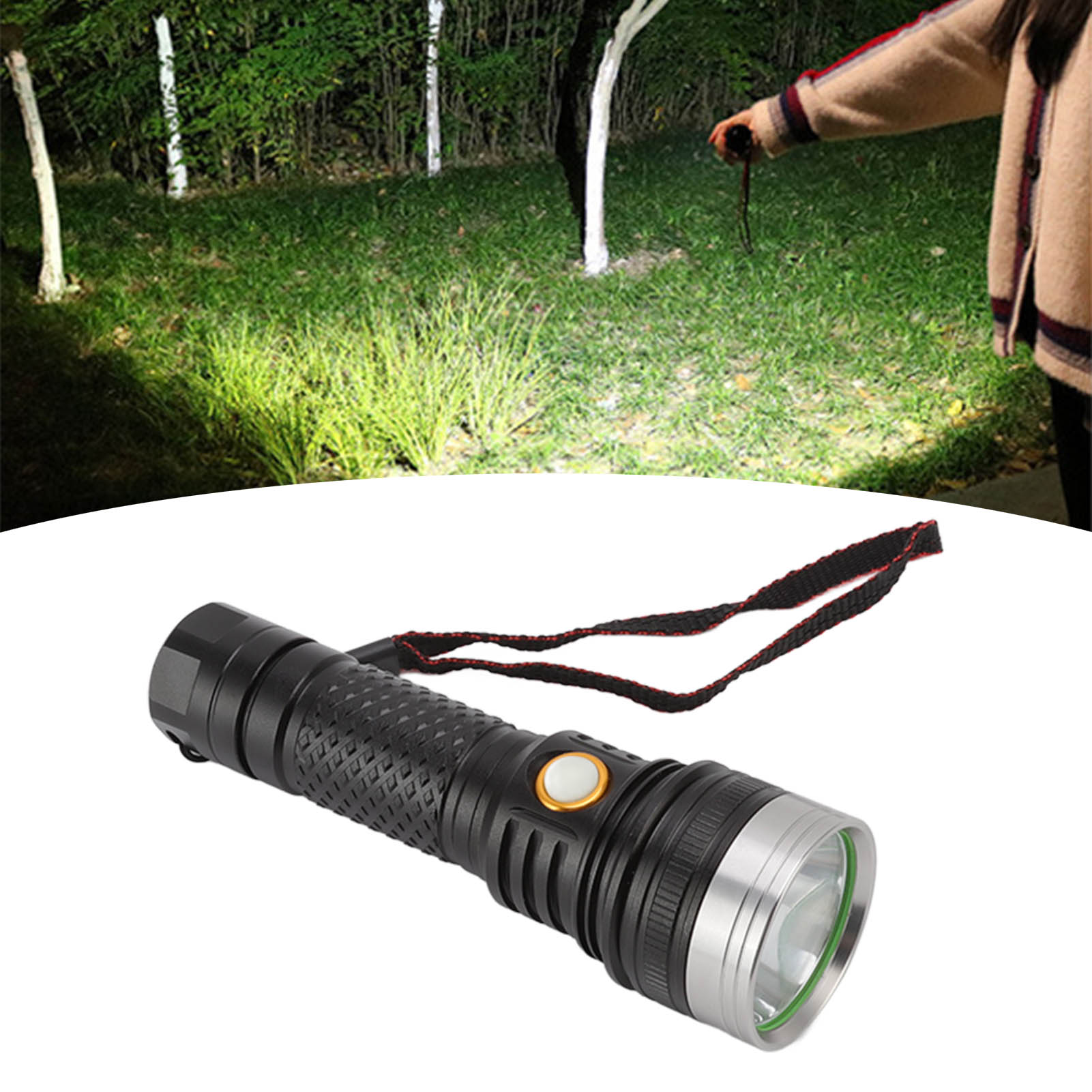 Led-taschenlampe Mit 2 Helligkeitsstufen, Hoher Leistung, Sst40-docht, Weißem Licht, Wasserdicht, Tragbar, Ideal Für Outdoor-aktivitäten Zu Hause Oder In Innenräumen.