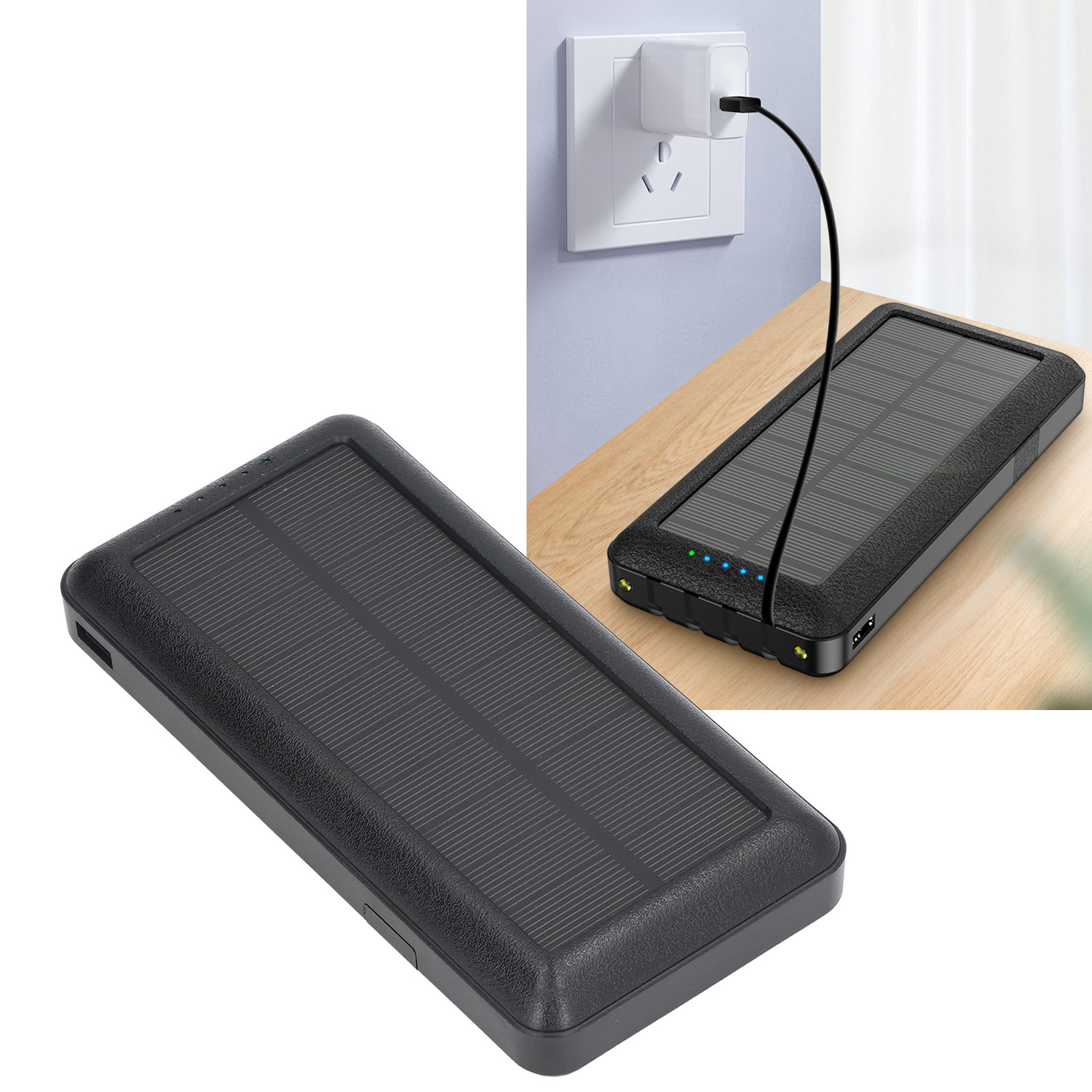 30.000 Mah Led-solar-powerbank Mit Vier Kabeln – Ideal Für Camping, Wandern, Expeditionen Und Angeln Im Freien