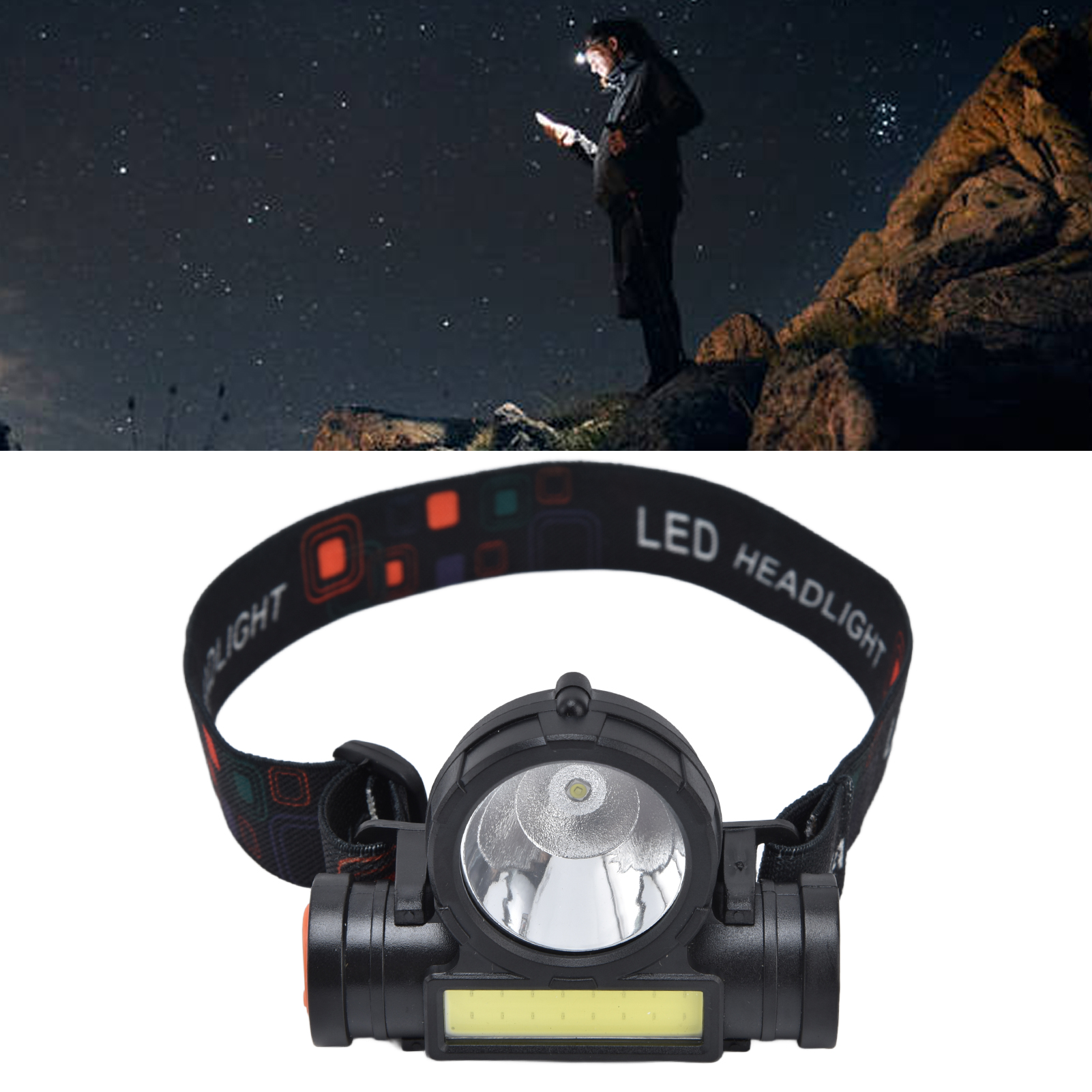 Hochleistungsfähige Led+cob-doppelfunktions-stirnlampe, Usb-aufladbar, Großer Reflektor, Mini-arbeitsleuchte, Wasserdicht Für Den Außeneinsatz, Geeignet Für Jagd, Landwirtschaft Und Angeln.