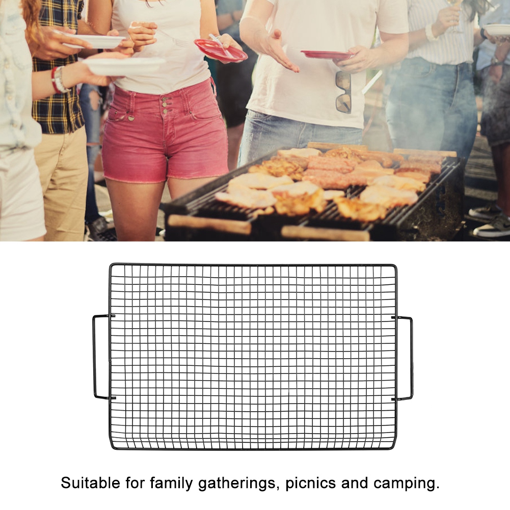 Tragbarer, Antihaftbeschichteter Eisengrill Mit Griff, Ideal Für Grillabende Im Freien Und Camping.