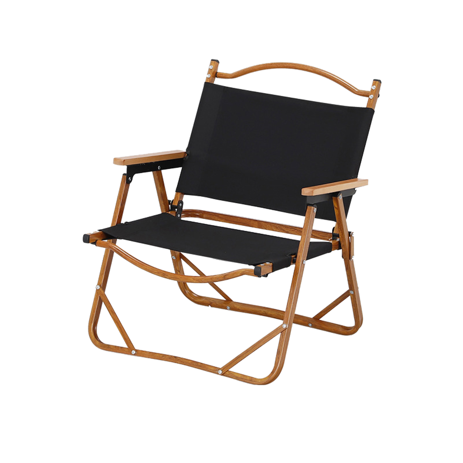 Tragbarer Klappstuhl In Holzoptik, Aluminiumlegierung, Holzfarbe, Tragbarer Klappstuhl Für Camping Und Outdoor-aktivitäten, Schwarz - Klein