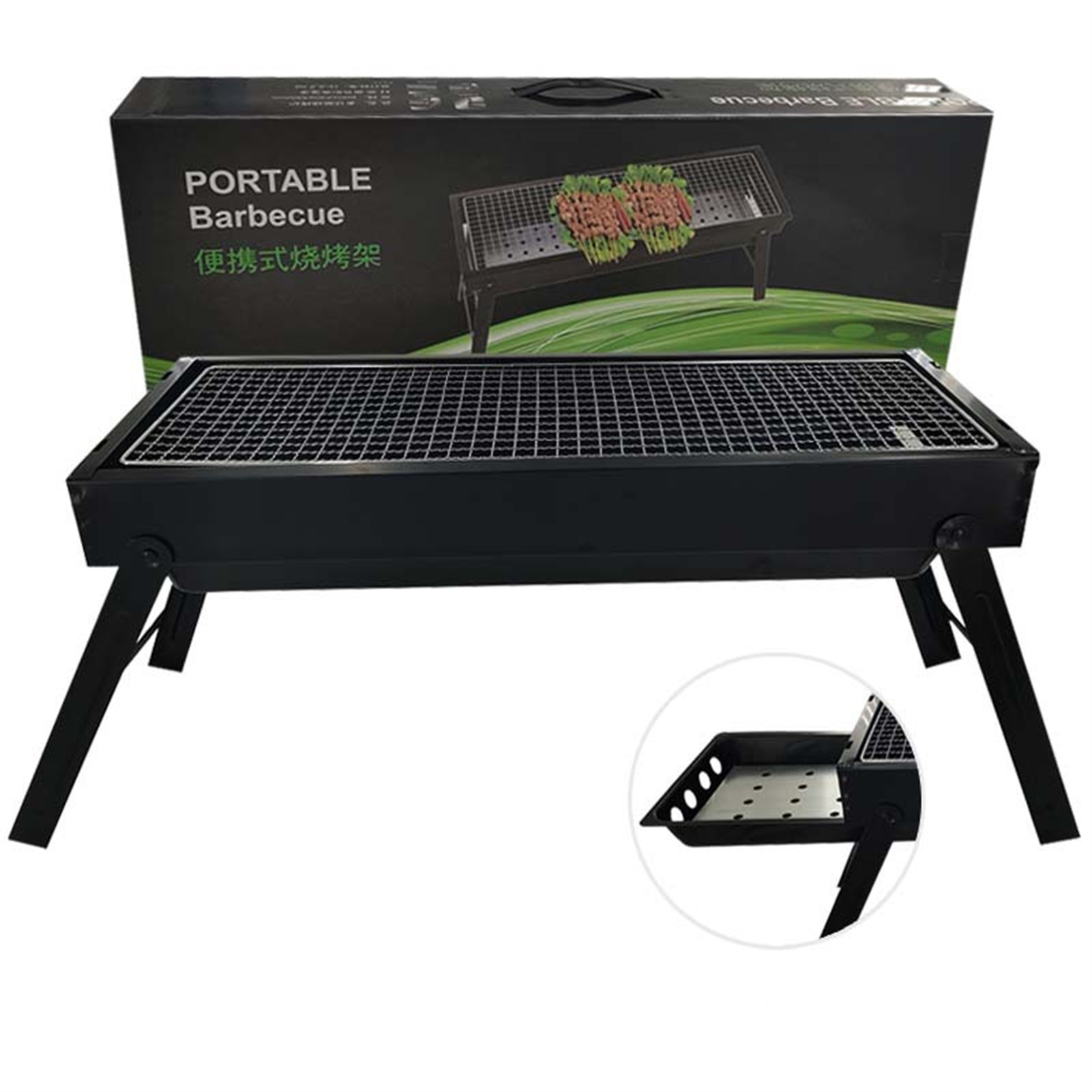 Zusammenklappbarer, Rauchfreier Outdoor-grill, Großer, Tragbarer Und Zusammenklappbarer Grill Für Zuhause Mit Holzkohleplatte