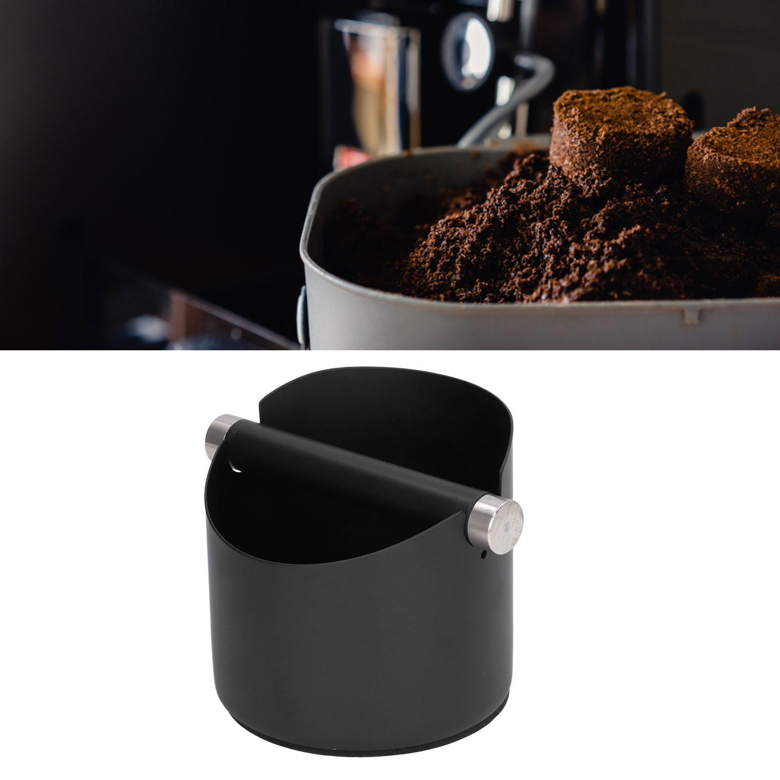 Italienischer Kaffeetamper, Runder Kaffeetamper Aus Edelstahl, Kleine Größe, Schwarz.