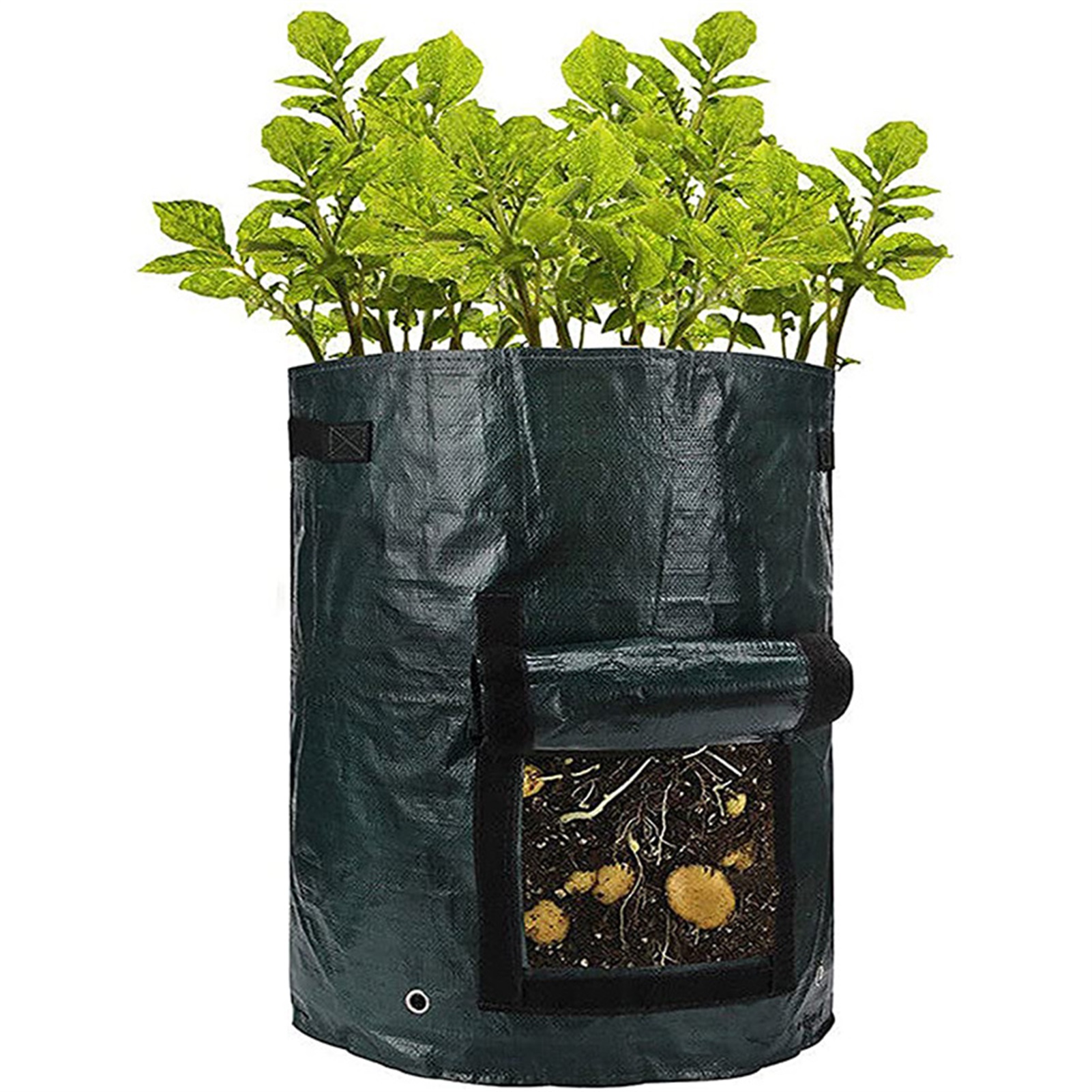 Pflanzsäcke Aus Polyethylen Für Kartoffeln, Tomaten Und Anderes Gemüse Erhältlich. Atmungsaktive Pflanzsäcke Mit Sichtfenster, Schwarz, 5 Gallonen (ca. 19 Liter), 23 X 28 Cm.
