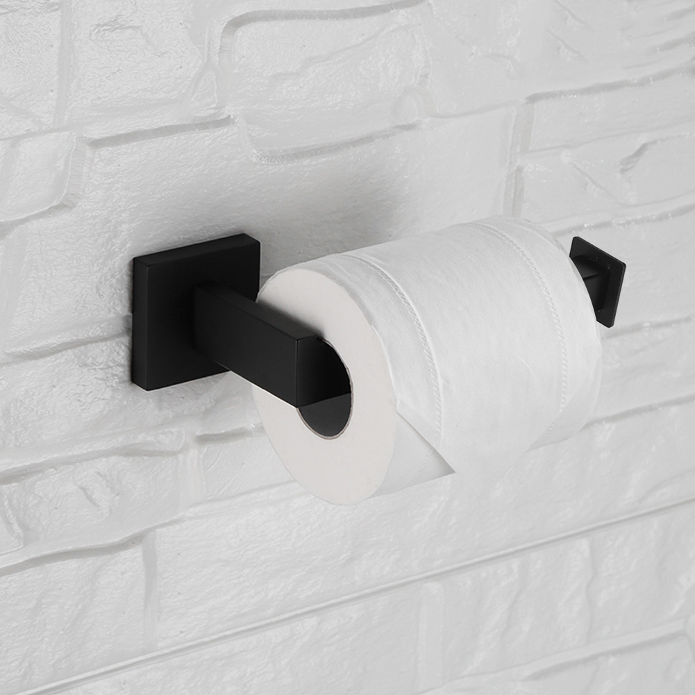Schwarzer, Wandmontierter Toilettenpapierhalter, Badezimmerregal