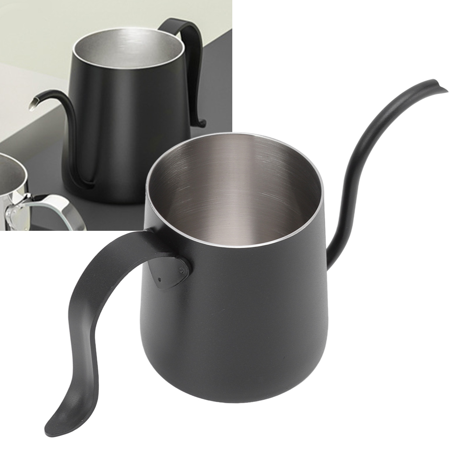 Filterkaffeemaschine Aus Edelstahl 304 Mit Dickem Ausguss, 250 Ml, Schwarz, Für Den Hausgebrauch