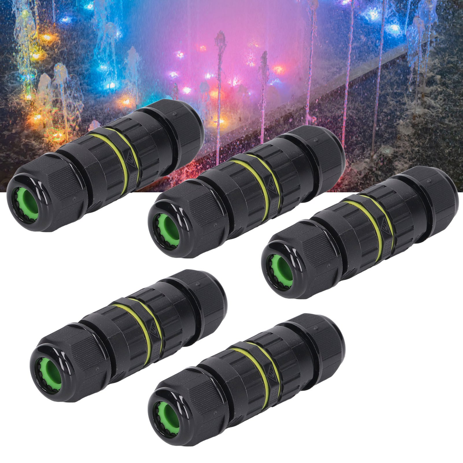 Packung Mit 5 M16 3-poligen Durchgangslochverbindern, Ip68 Wasserdicht, Für Den Außenbereich, Z. B. Für Gärten Und Led-streifen, 7–10 Mm Schraubverriegelungs-stromanschluss