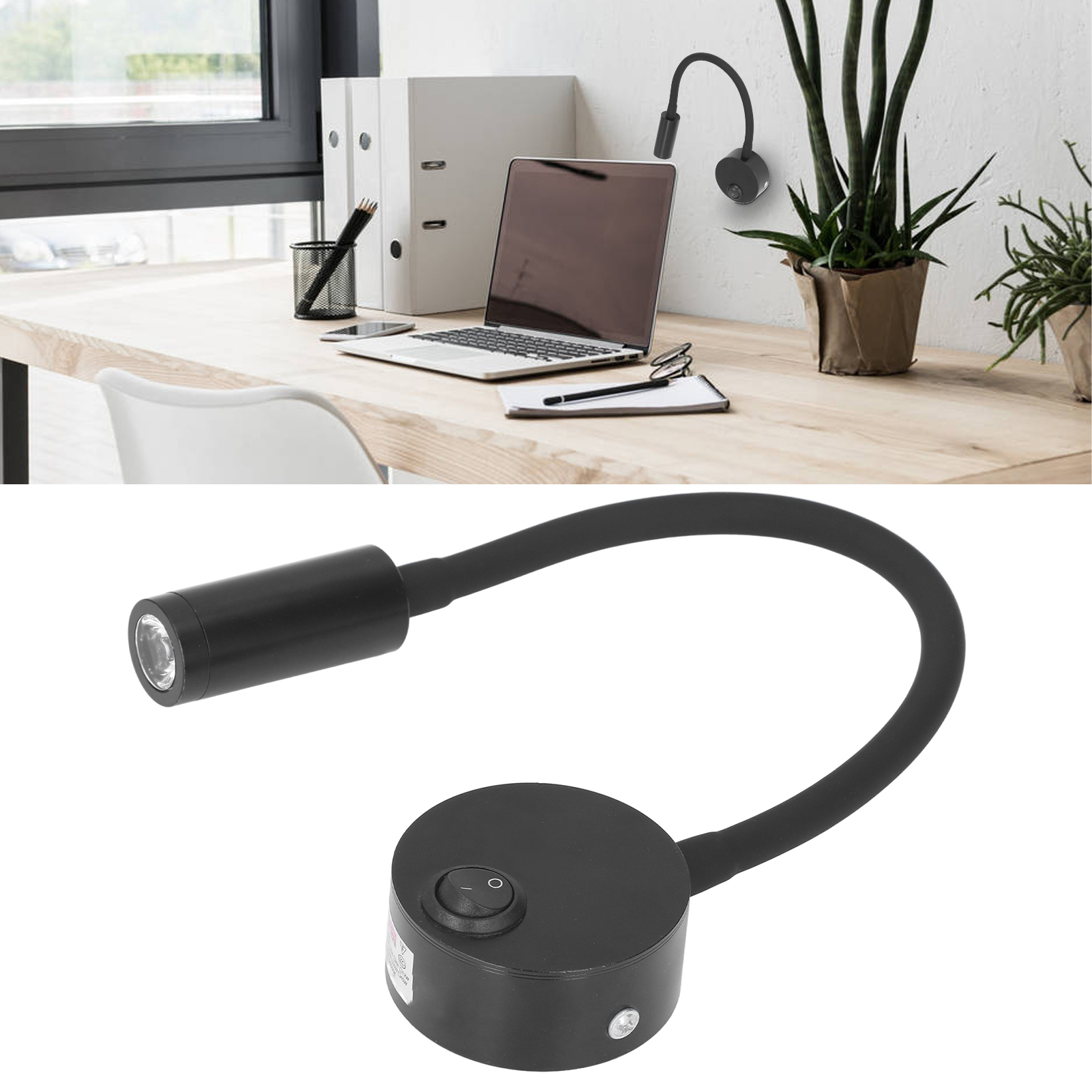 Flexibler 3-w-led-strahler Für Hotelzimmer, 4000-k-led-nachttischlampe, Leselampe, Bilderlampe