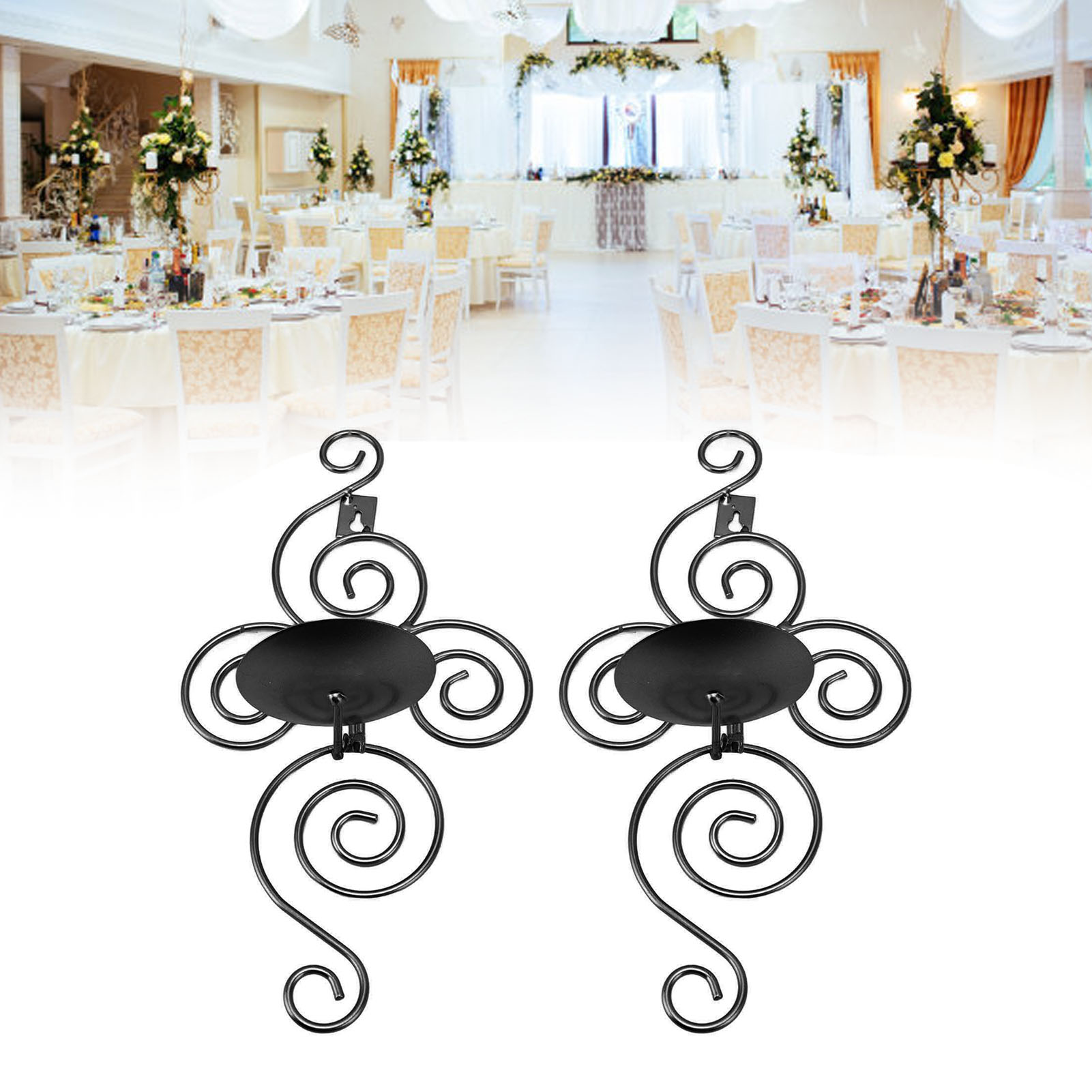 Set Aus 2 Schmiedeeisernen Kerzenständern Im Europäischen Stil, Originelle Wandkerzenständer Für Hochzeiten, Schwarz.