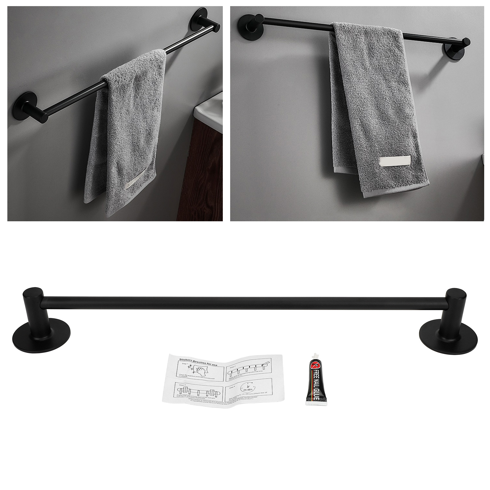 Robuster Handtuchhalter Aus Aluminiumlegierung, Fingerabdruckresistent, Wasserabweisend Und Durchstoßfest, Handtuchstange Ca. 50 Cm Lang